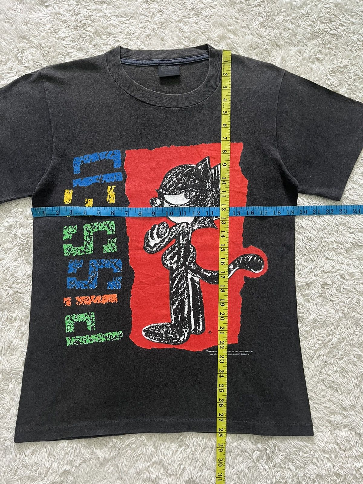 Vintage vintage 1990's "black faded" felix the cat t-shirt Size US M / EU 48-50 / 2 - 8 Thumbnail