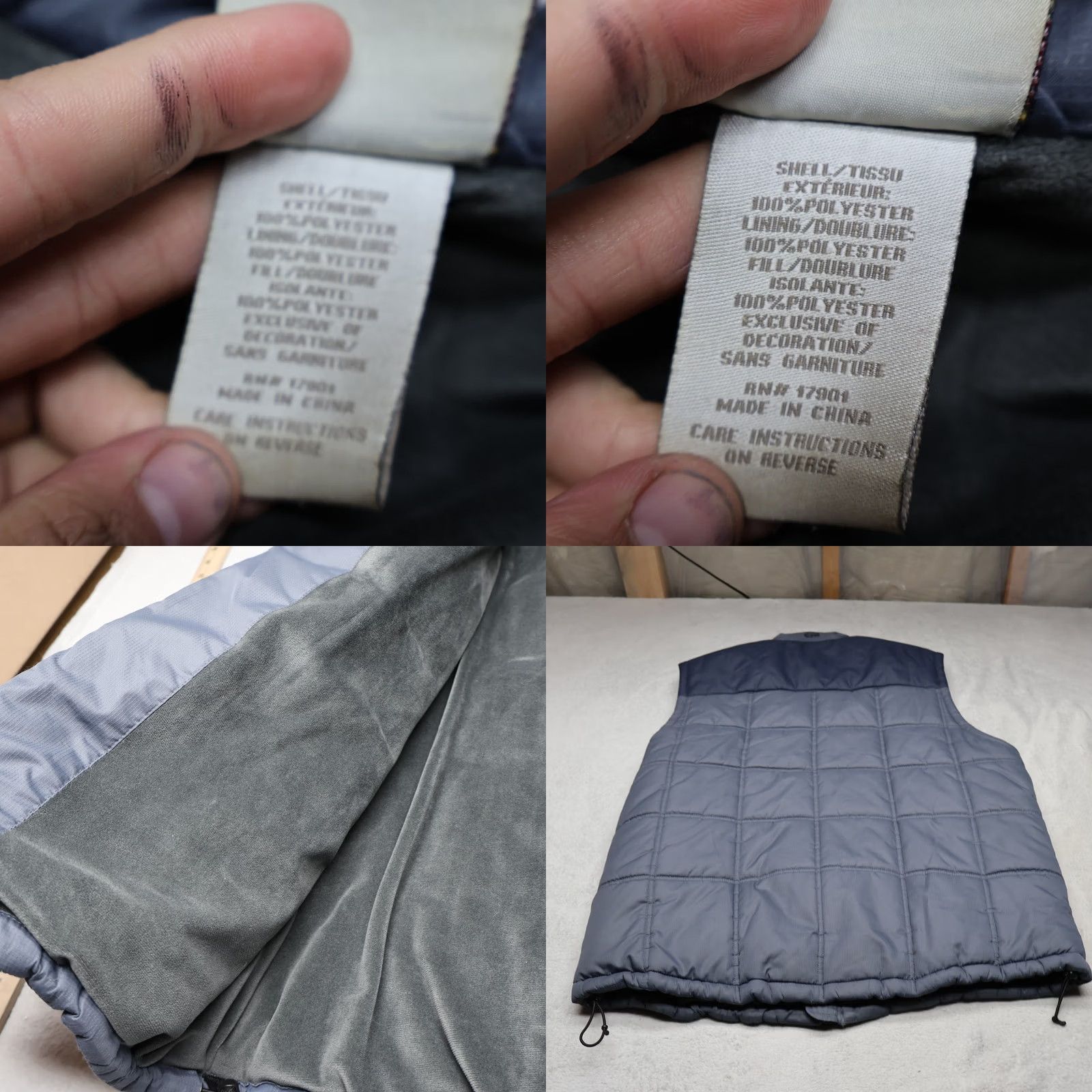 Vintage Cinch Vest Mens XL Blue Quilted Fleece Lined Insulated Puffer Winter Light Pack Size US XL / EU 56 / 4 - 8 Thumbnail
