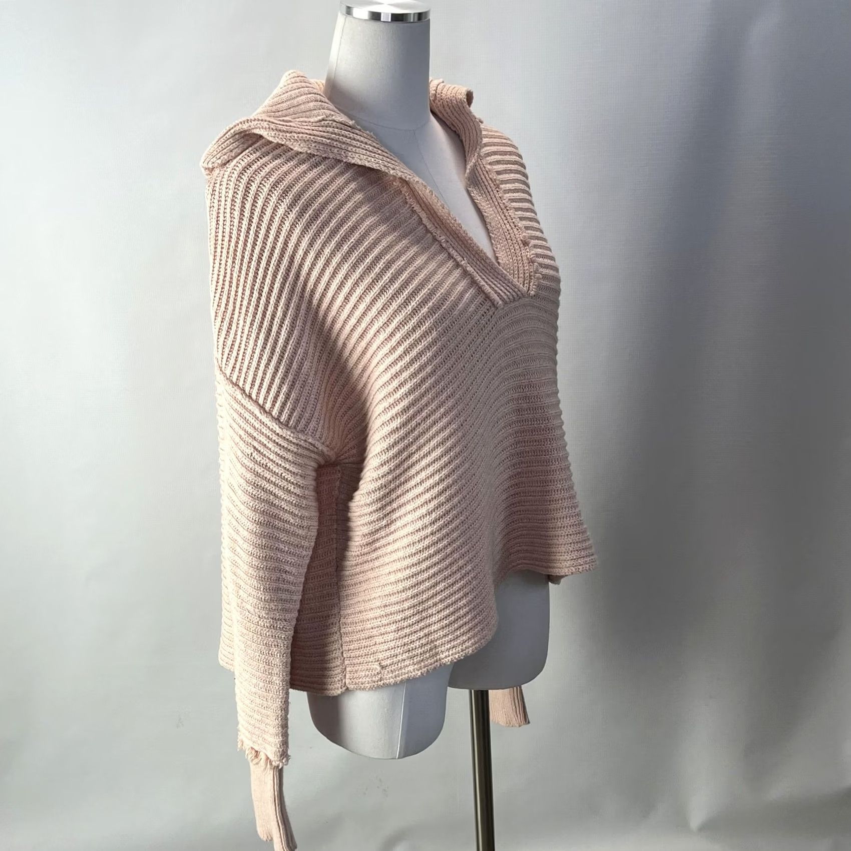 Free People Free People Sweater Womens Small Pink Ribbed Knit V Neck Pullover Boho Lightweight Size S / US 4 / IT 40 - 2 Thumbnail