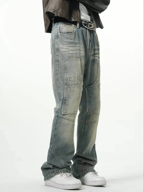 Japanese Brand × Jean Loose straight casual stitching handsome distressed jeans Size US 32 / EU 48 - 3 Thumbnail