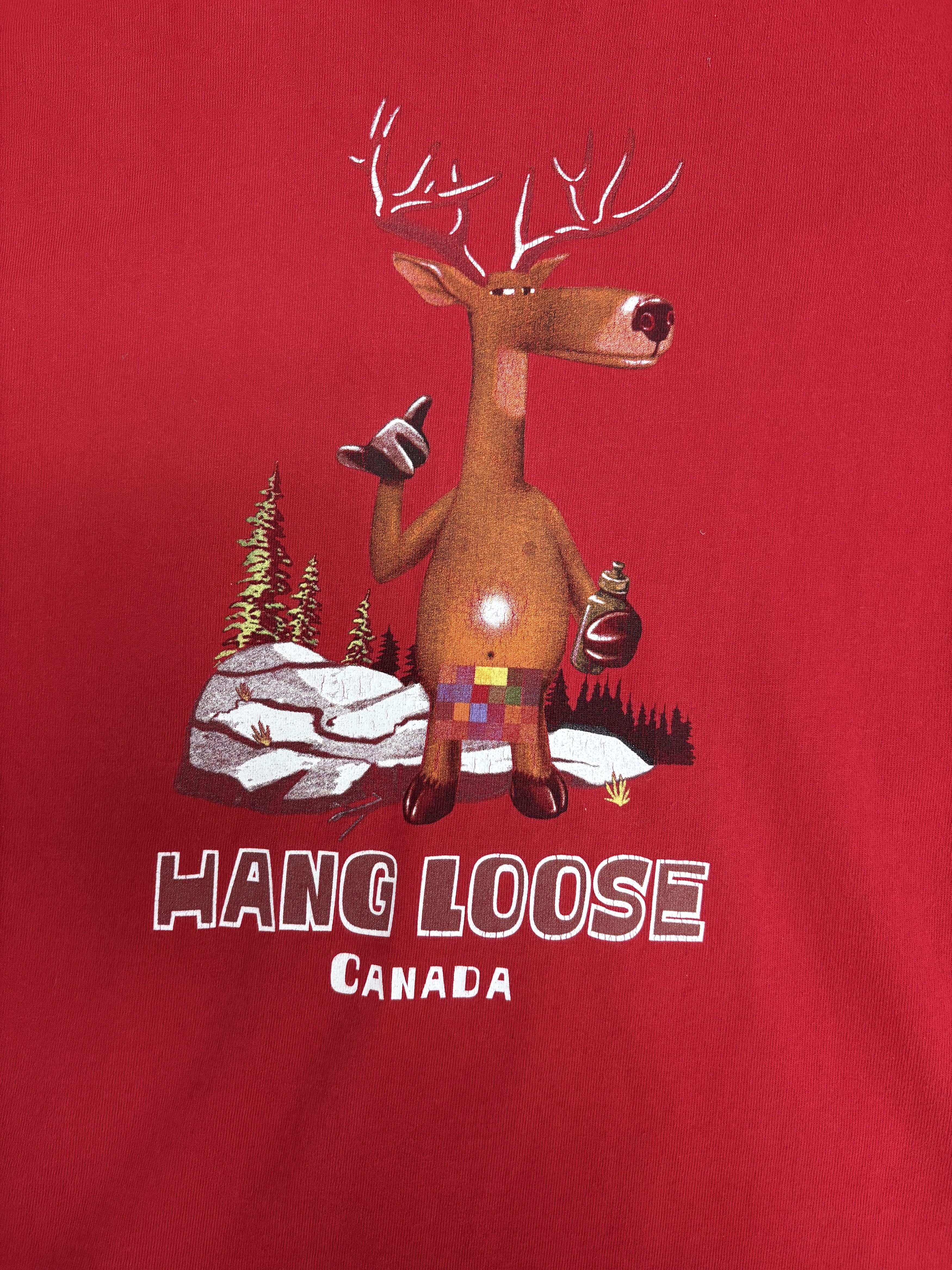 Vintage Hang Loose Canada Vintage Red T-Shirt Tee Size US M / EU 48-50 / 2 - 2 Thumbnail