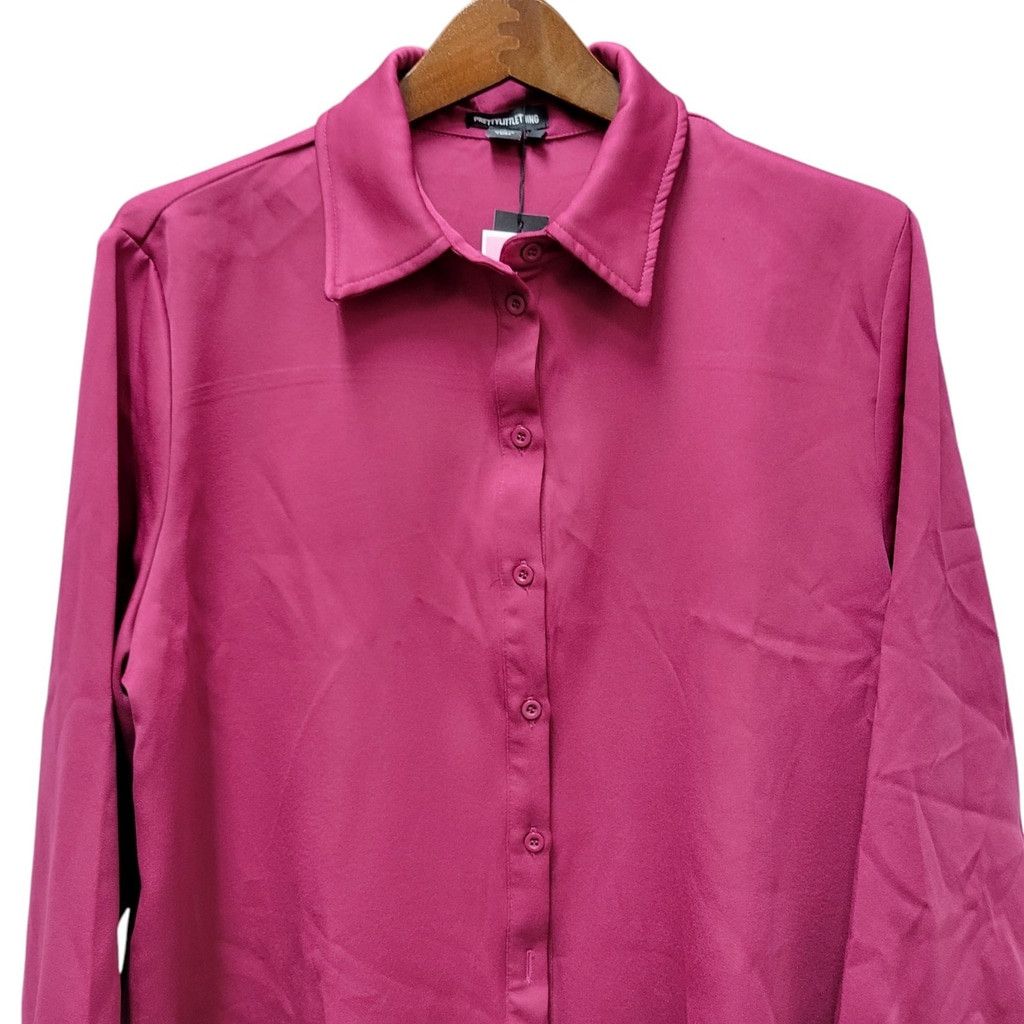 PrettyLittleThing Pretty Little Things Plum Long Sleeves Oversized Shirt Top Size XL / US 12-14 / IT 48-50 - 5 Thumbnail