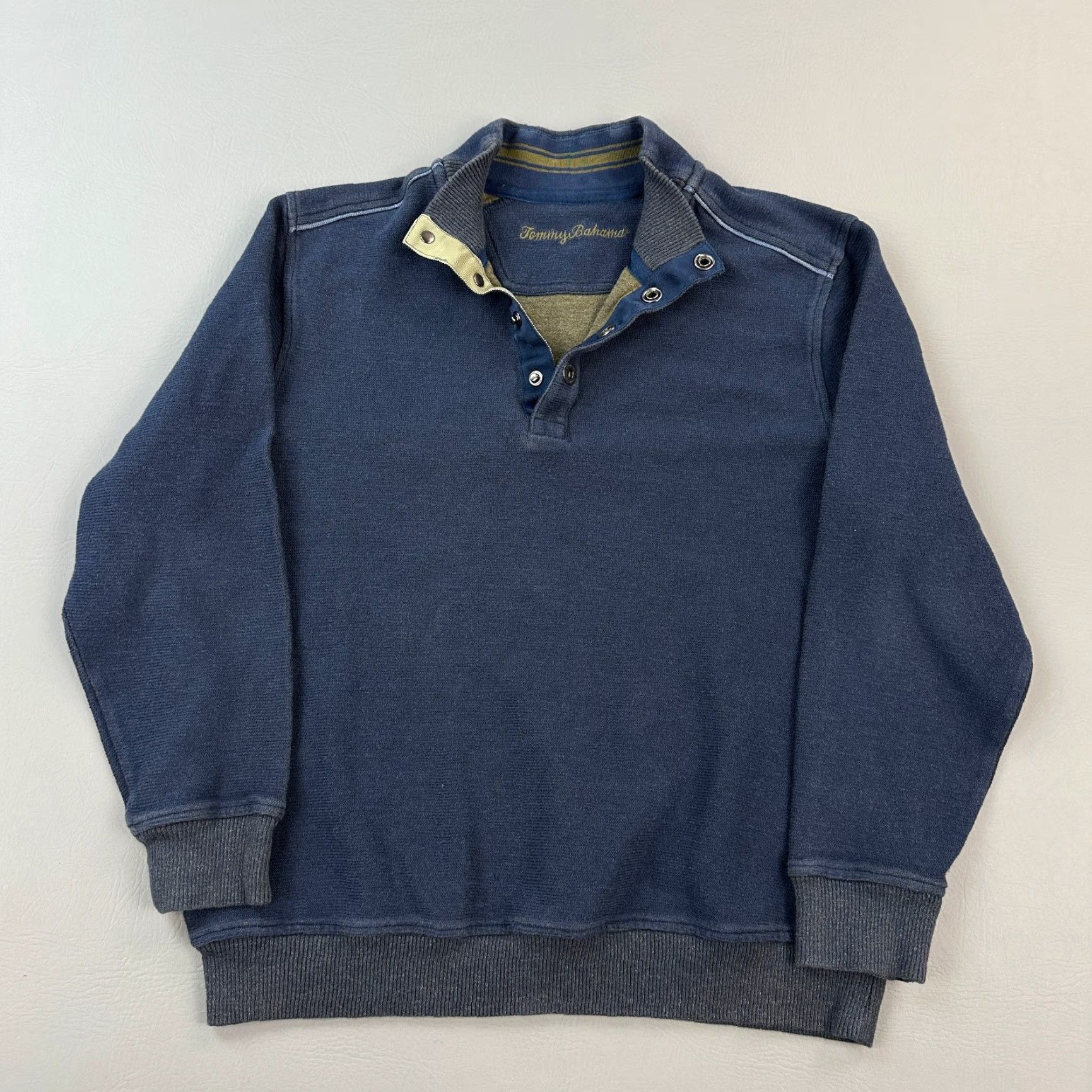 Tommy Bahama Tommy Bahama Sweater Mens Large Blue 1/4 Snap Mock Neck Pullover Golf Casual Shirt Size US L / EU 52-54 / 3 - 2 Thumbnail