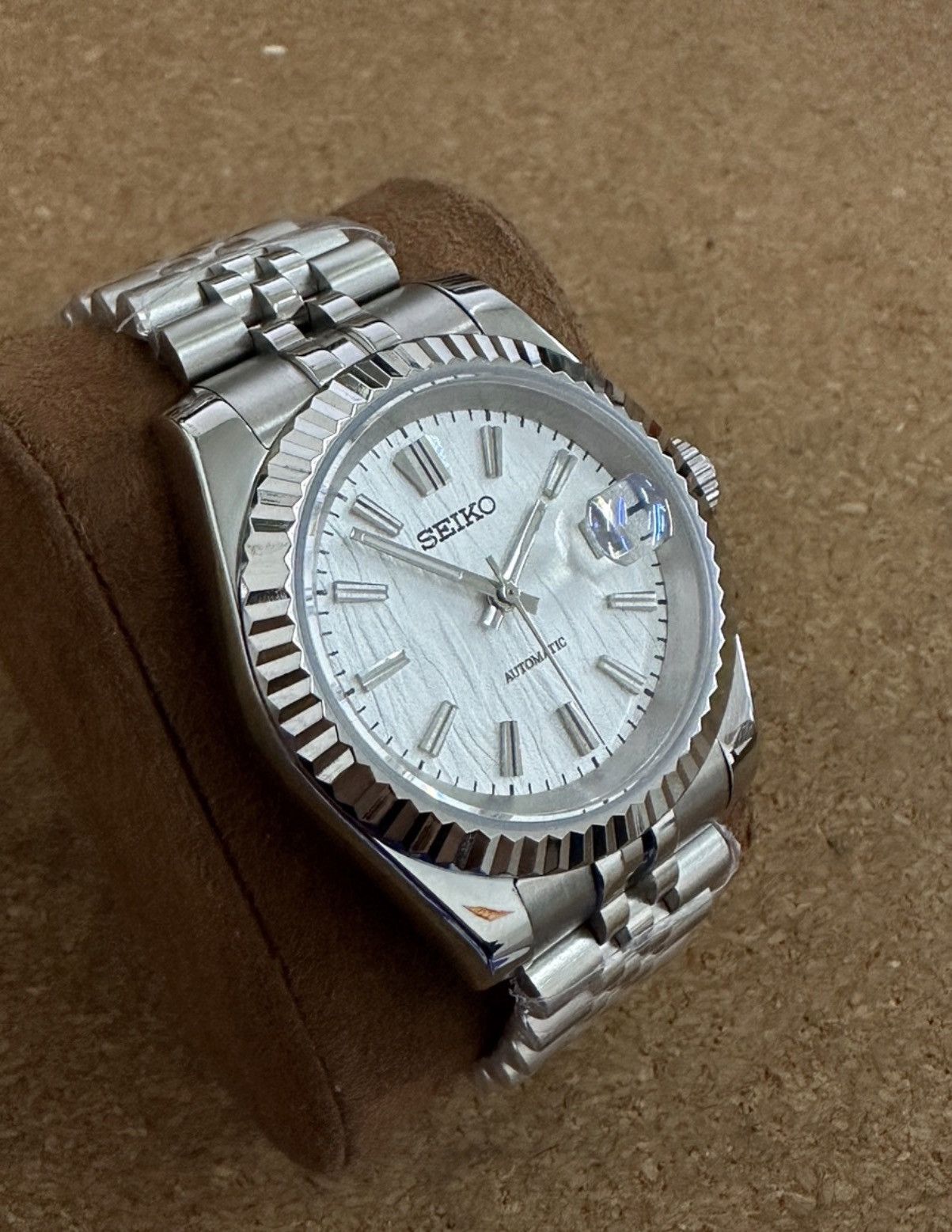Japanese Brand Seiko Mod Datejust White Dial Steel Jubilee Watch 36mm Size ONE SIZE - 4 Thumbnail