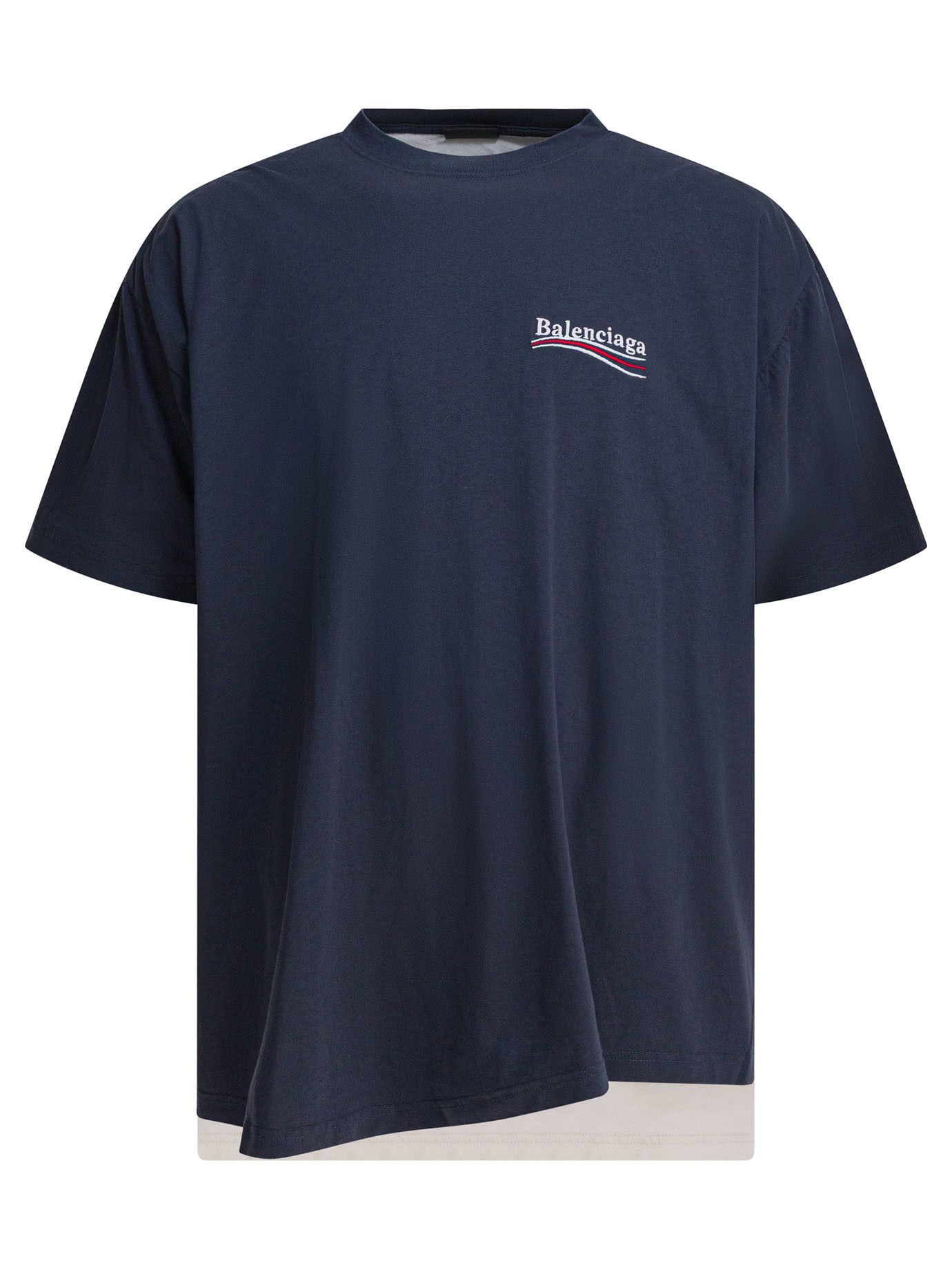 Tシャツ・カットソー BALENCIAGA DOUBLE T-SHIRT POLITICAL CAMPAIGN NAVY/WHITE Men's Political Campaign Double T-shirt in Navy/white/red