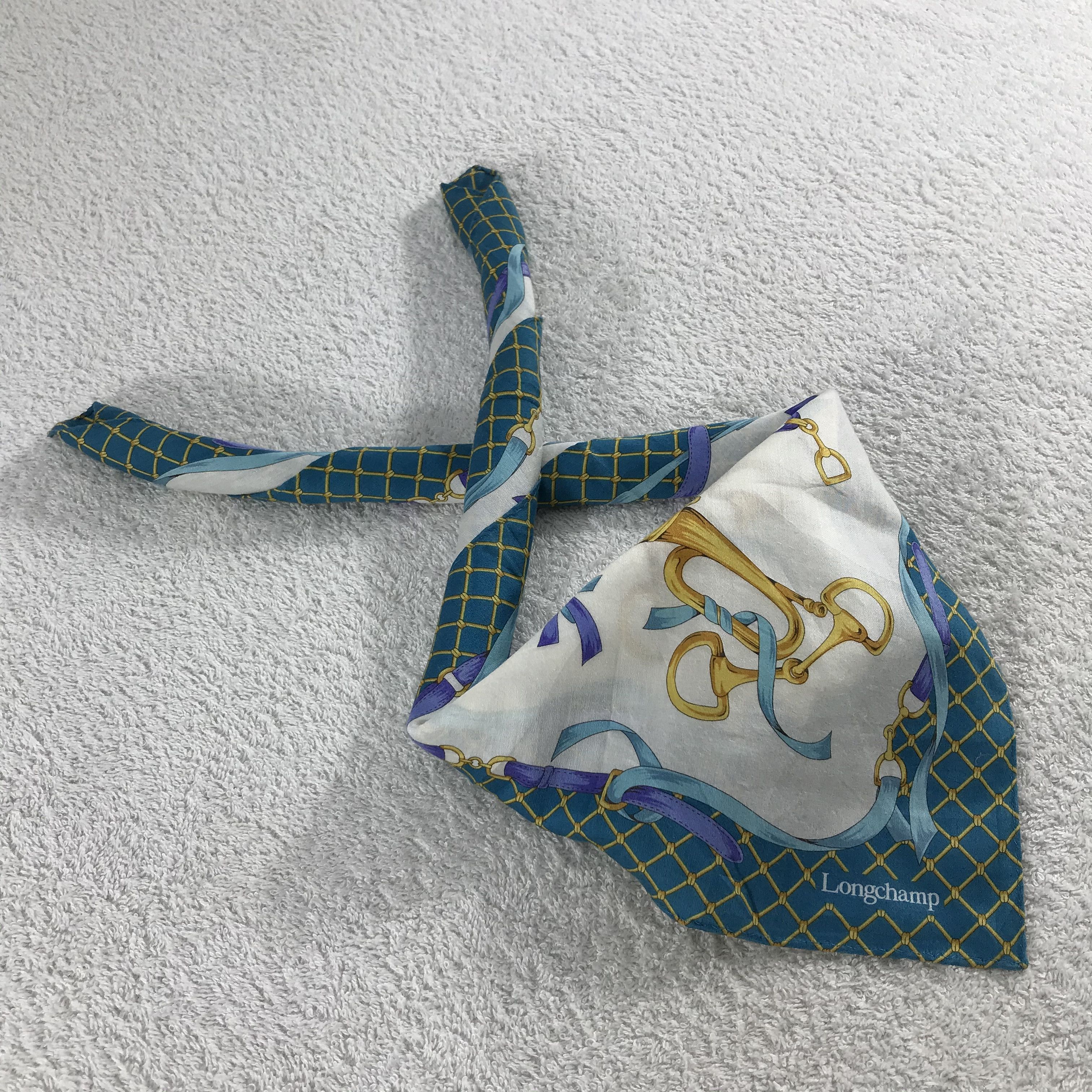Longchamp × Vintage Longchamp Bandana / Handkerchief / Neckerchief - S083 Size ONE SIZE - 4 Thumbnail