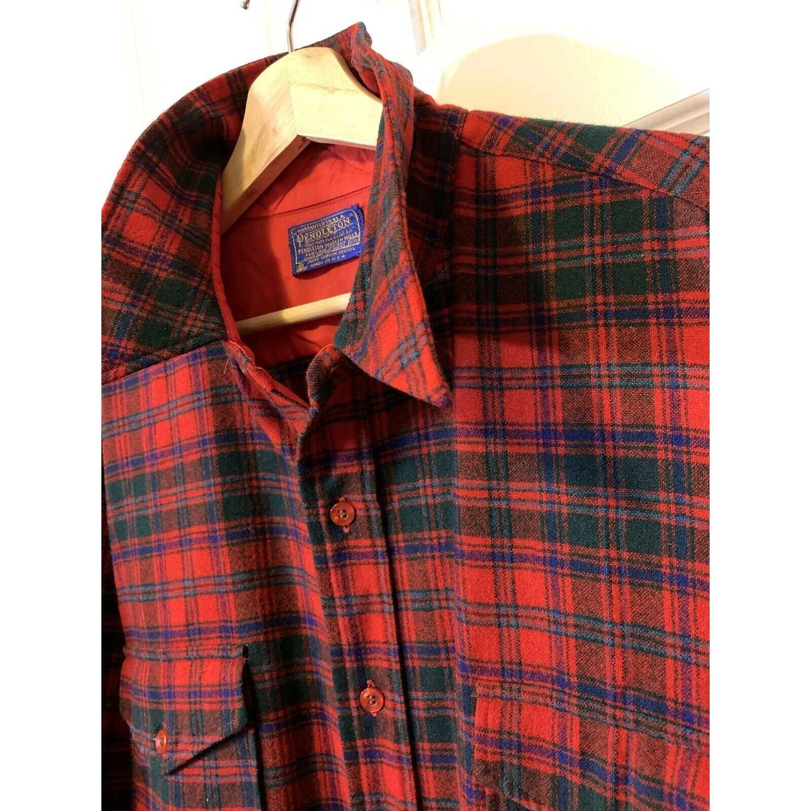 Pendleton Vintage Pendleton Men’s 17 1/2 Red Plaid Virgin Wool Shirt U Size US L / EU 52-54 / 3 - 1 Thumbnail