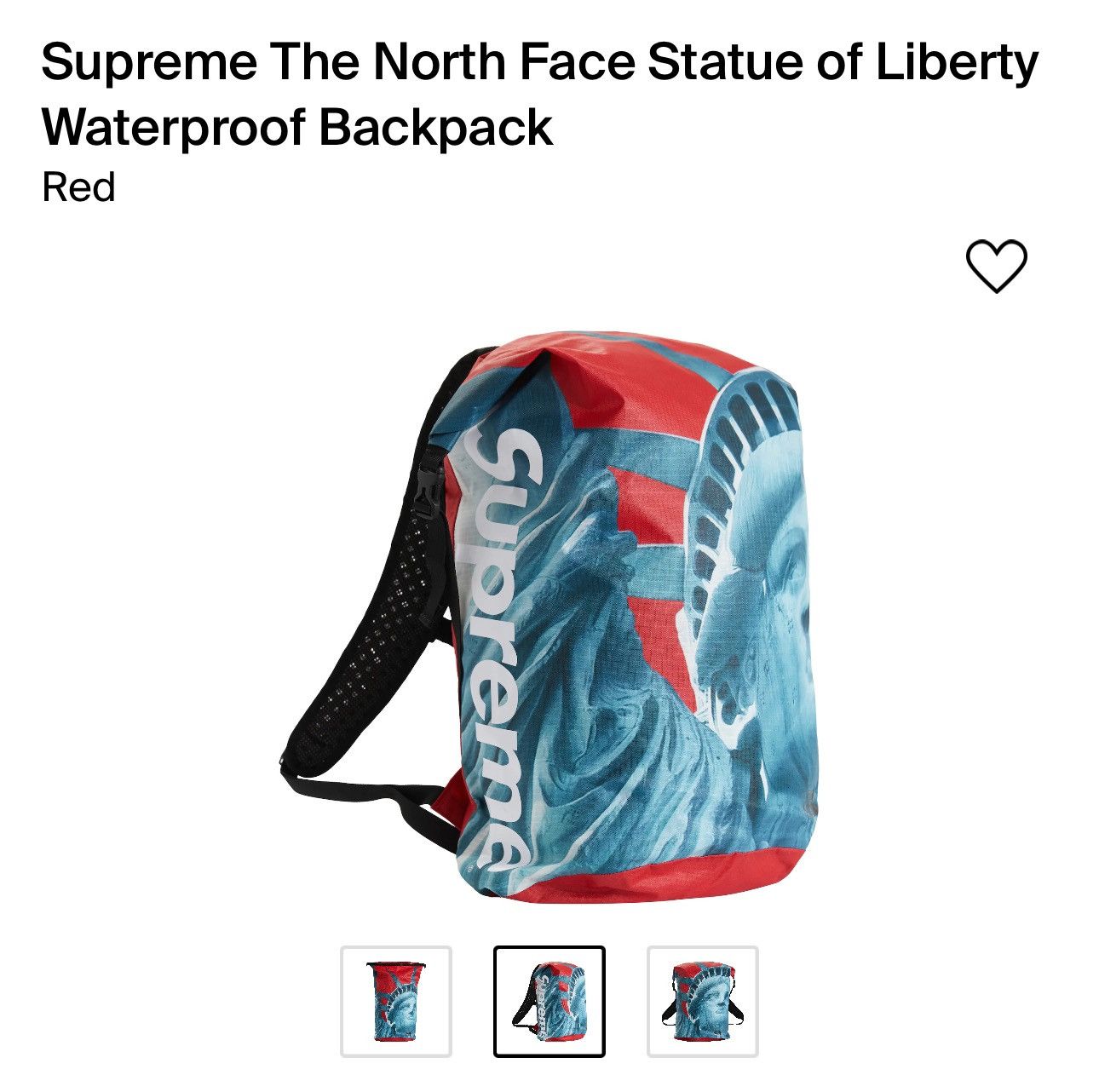 Supreme supreme x northface waterproof statue of liberty back pack