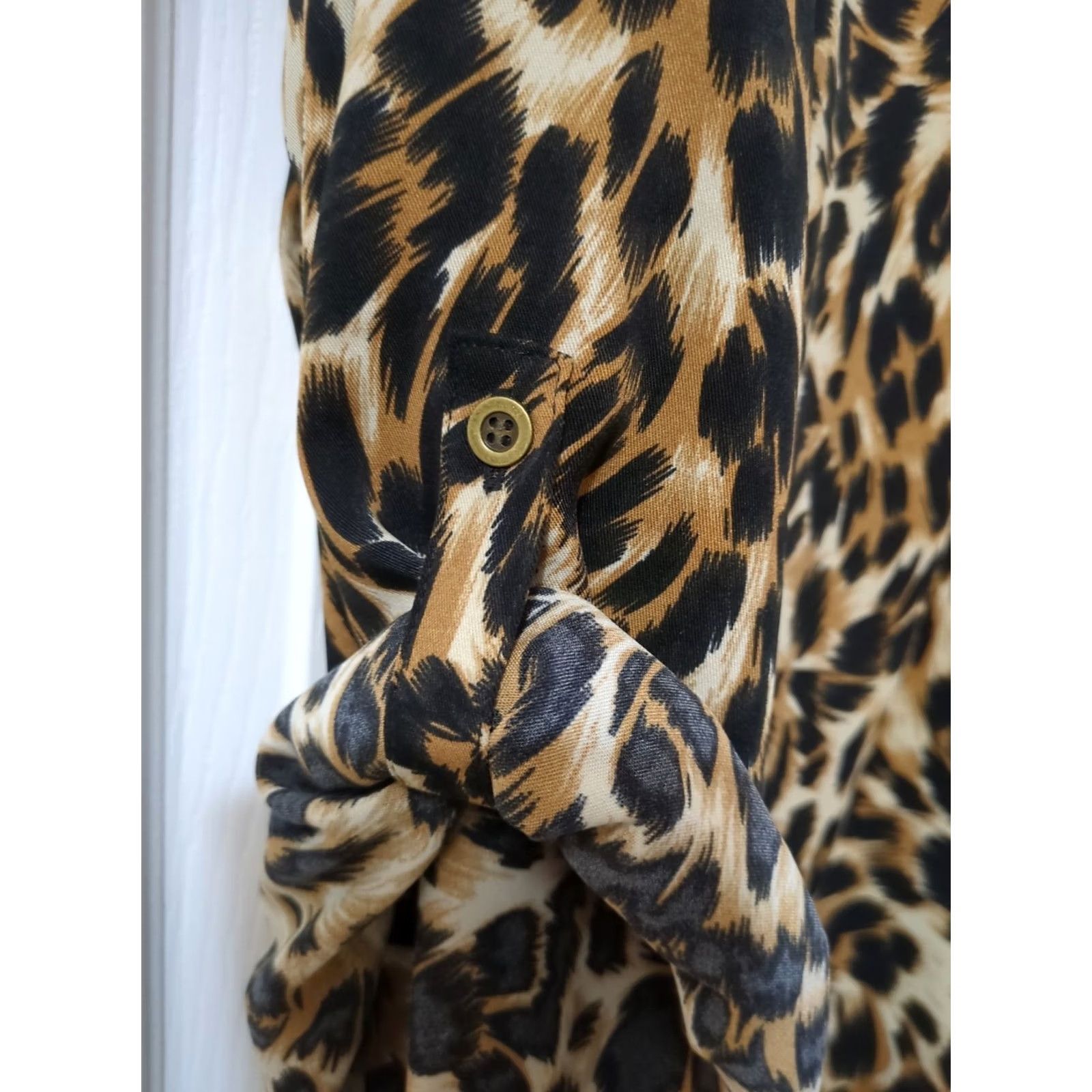 Croft & Barrow Croft & Barrow Womens 3XL Brown Leopard Animal Print Long Sleeve Blouse Size XXL / US 16-18 / IT 52-54 - 4 Thumbnail