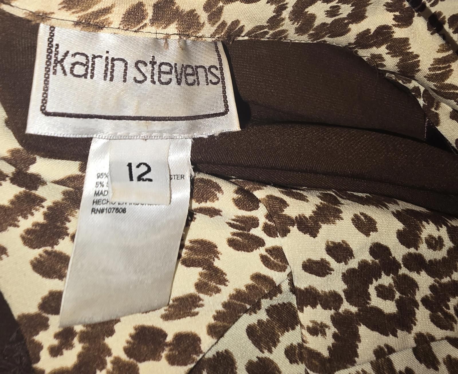 Designer Chic Brown Short Sleeve Shirt with Leopard Print Size XL / US 12-14 / IT 48-50 - 2 Thumbnail