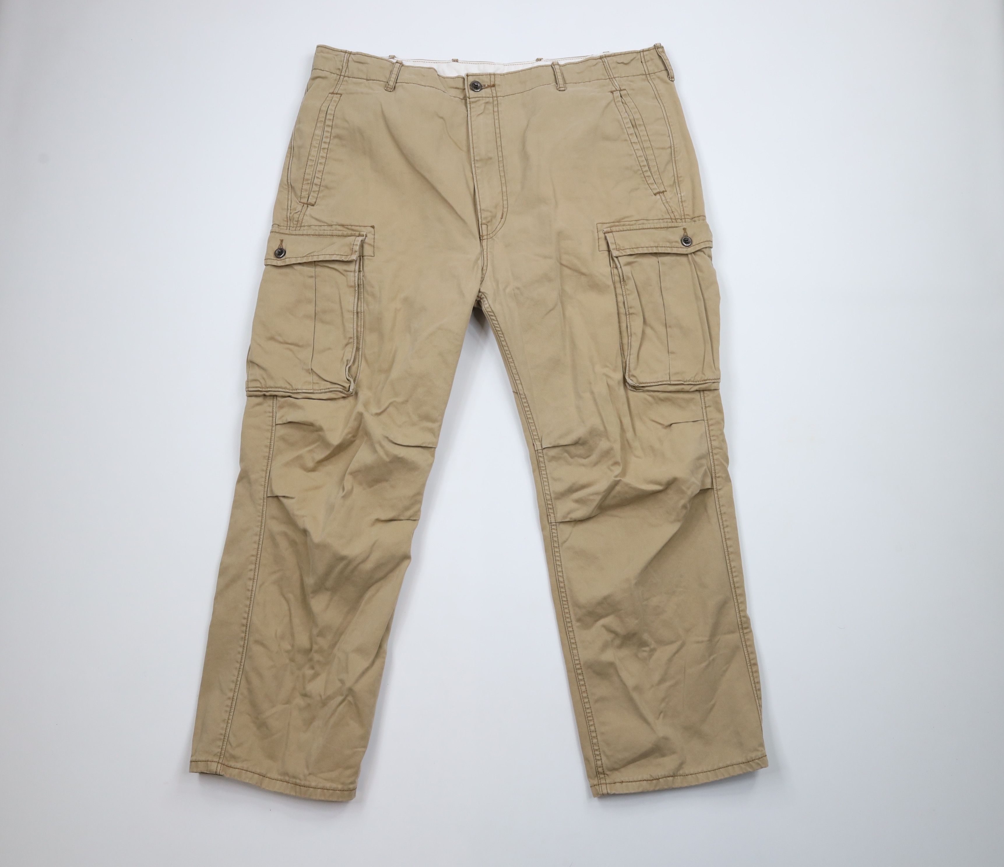 Levi's × Vintage Vintage Y2K Levis Baggy Wide Leg Cargo Pants Beige Cotton Size 40 - 1 Thumbnail