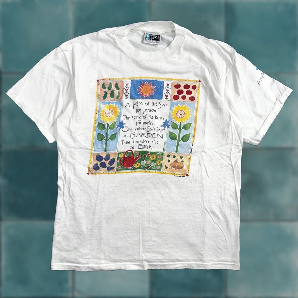 Vintage VINTAGE Kathy Davis Designs T-Shirt Men Large White Graphic Print 90s Hipster Single Stitch Size US L / EU 52-54 / 3 - 1 Thumbnail