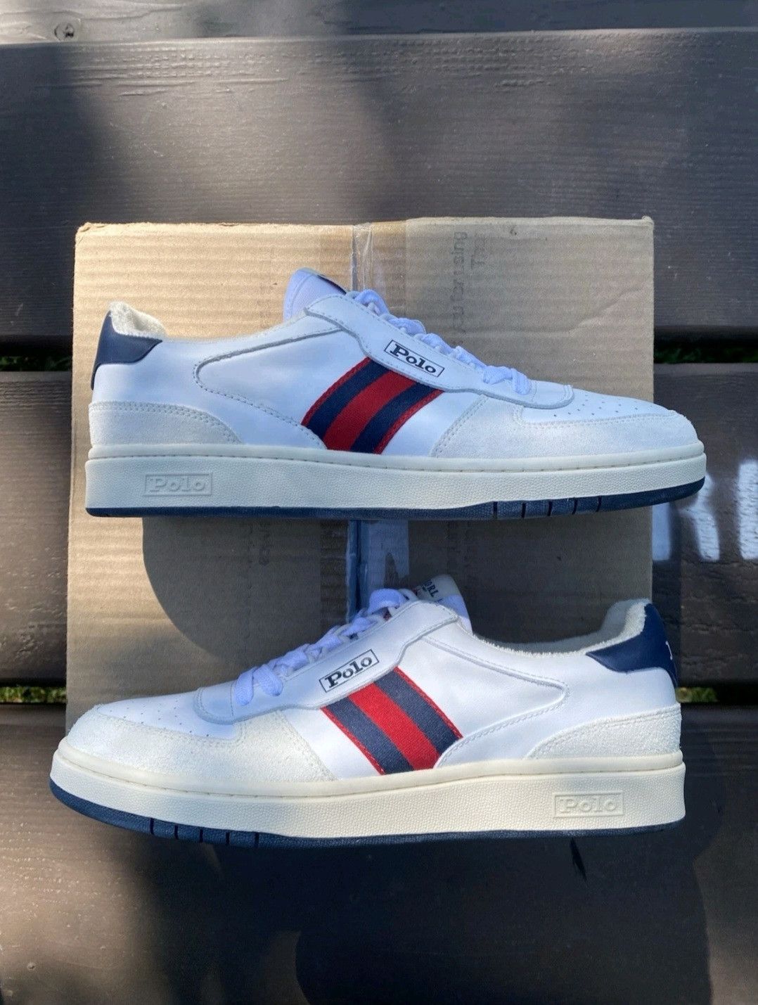 Ralph Lauren Ralph Lauren Polo Court Sneakers White Navy Red Retro 001 Size US 8.5 / EU 41-42 - 3 Thumbnail