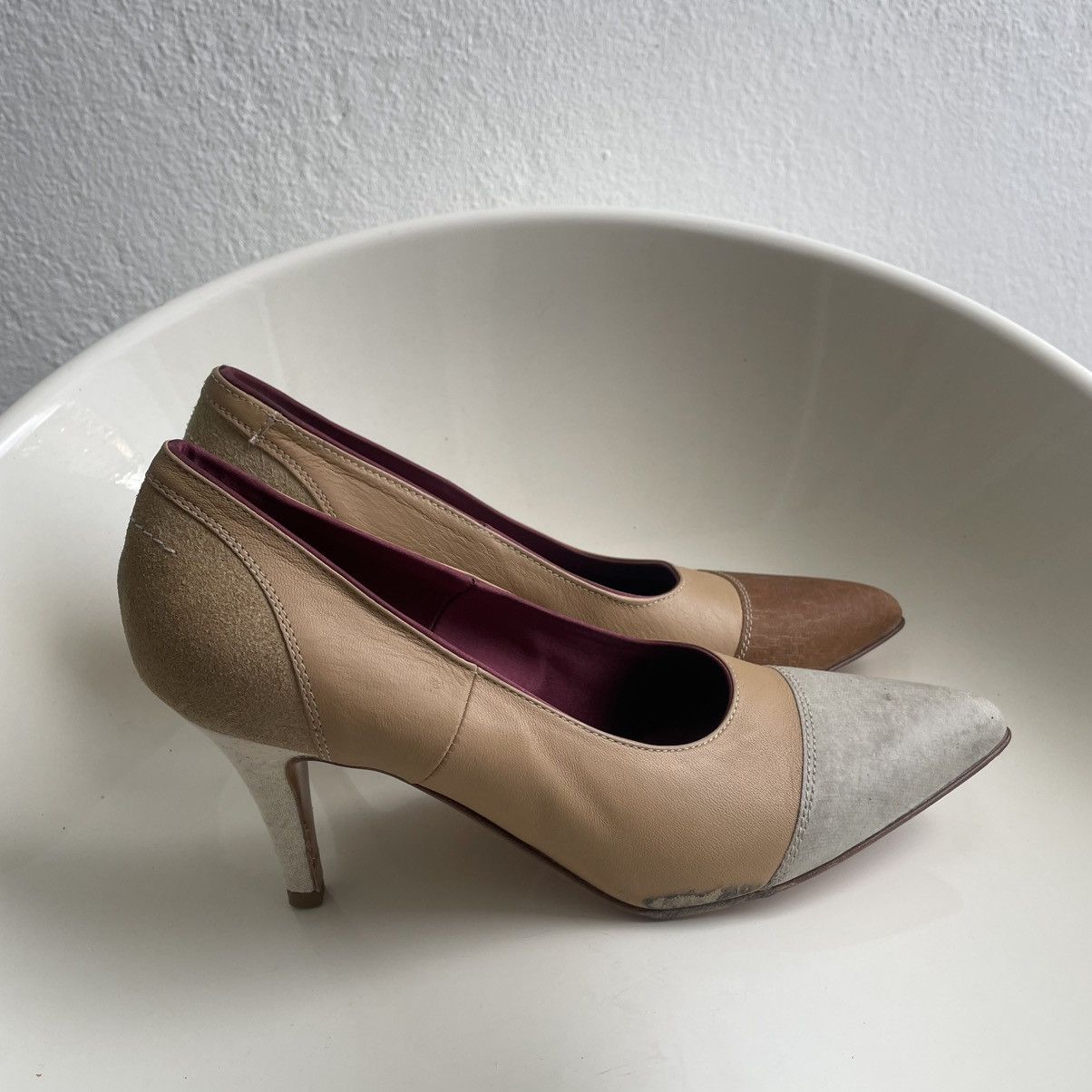 MM6 MM6 Maison Margiela Inside Out beige and brown pumps Size US 8 / IT 38 - 5 Thumbnail