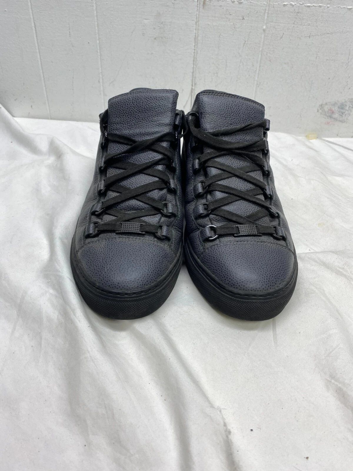 Balenciaga Arena Burgundy Red 12 Leather High Tops Shoes in Grey, Men's (Size 9)