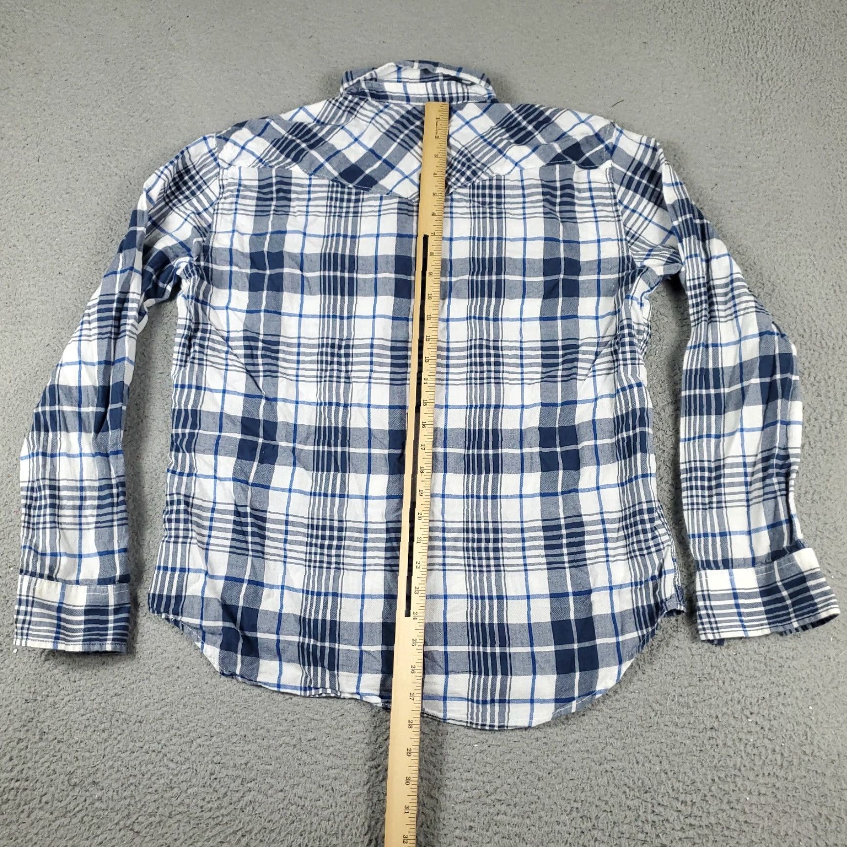 Lucky Brand Lucky Brand Blue Plaid Western Button-Up Shirt Mens Large Long Sleeve Pearl Snap Size US L / EU 52-54 / 3 - 3 Thumbnail