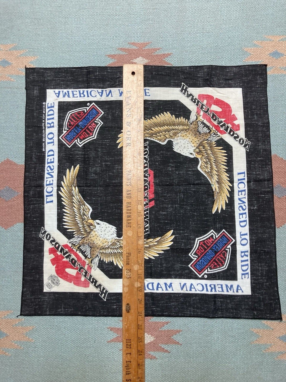 Vintage 80s Harley Davidson bandana licensed to ride eagle USA biker Size ONE SIZE - 10 Thumbnail