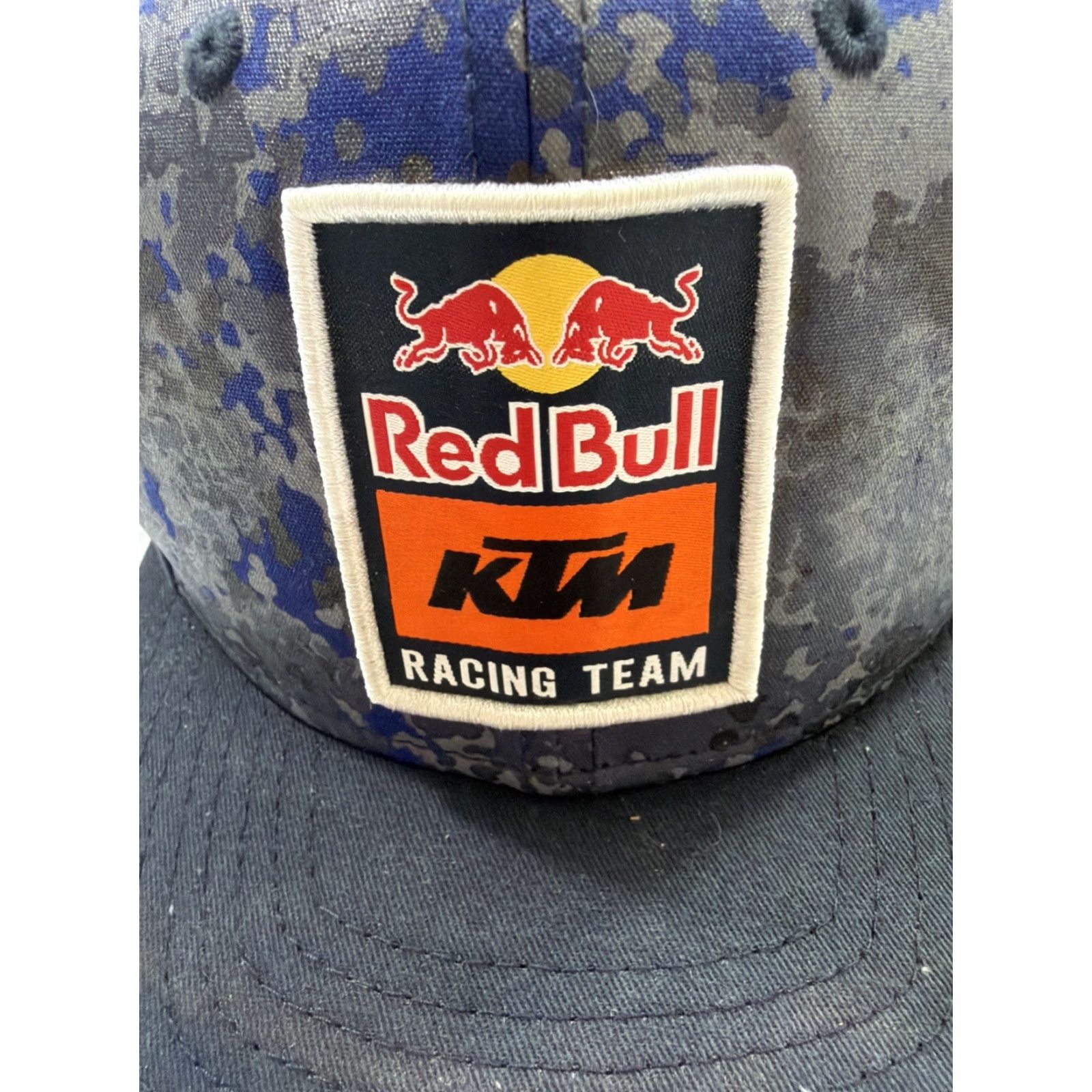 New Era VINTAGE? New Era RedBull KTM Racing Team Camp SnapBack Baseball Hat Blue Orange Stains Size ONE SIZE - 5 Thumbnail