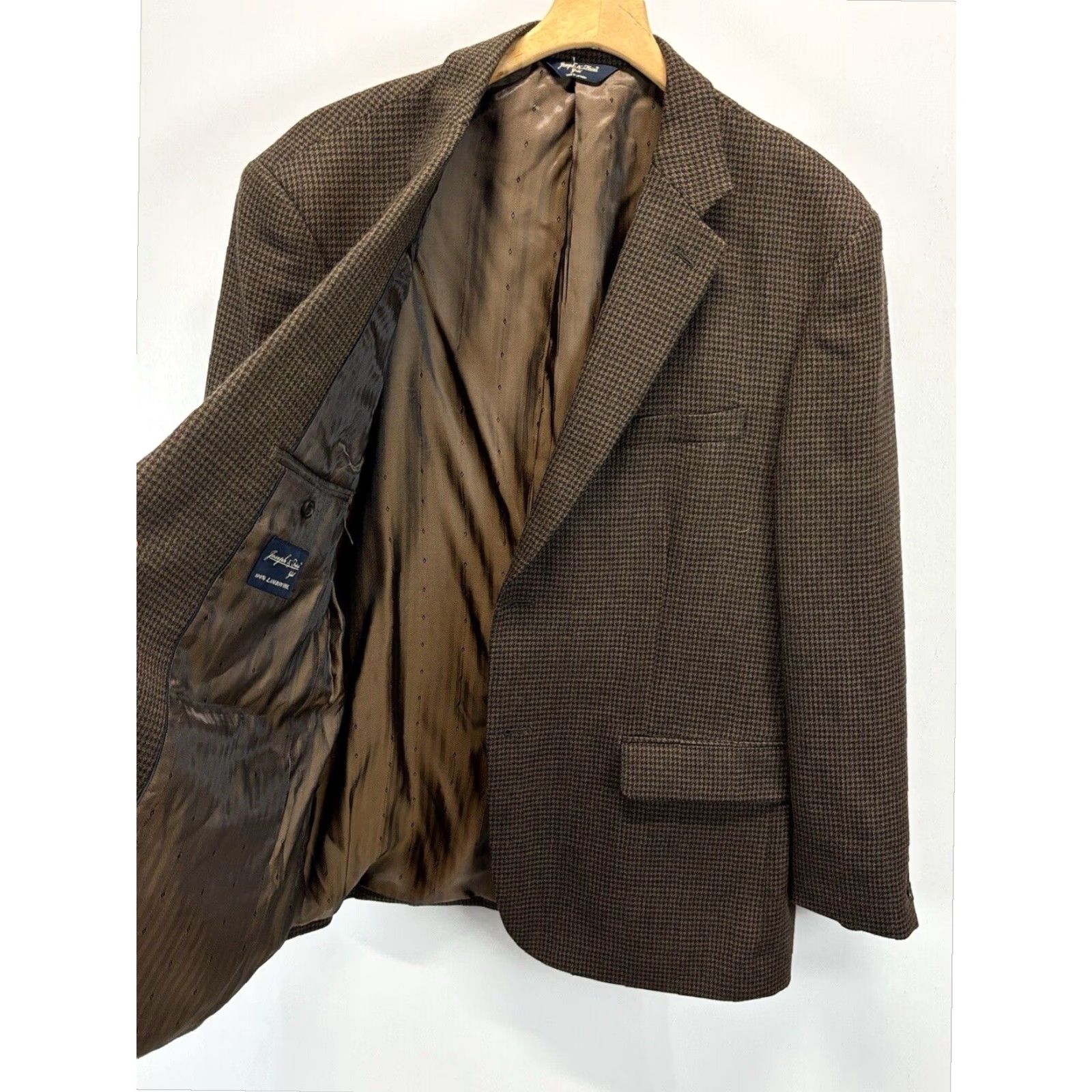 Joseph VINTAGE Joseph & Feiss Lambswool Blazer Sportcoat Mens 46R Brown Black Check Size 46R - 4 Thumbnail