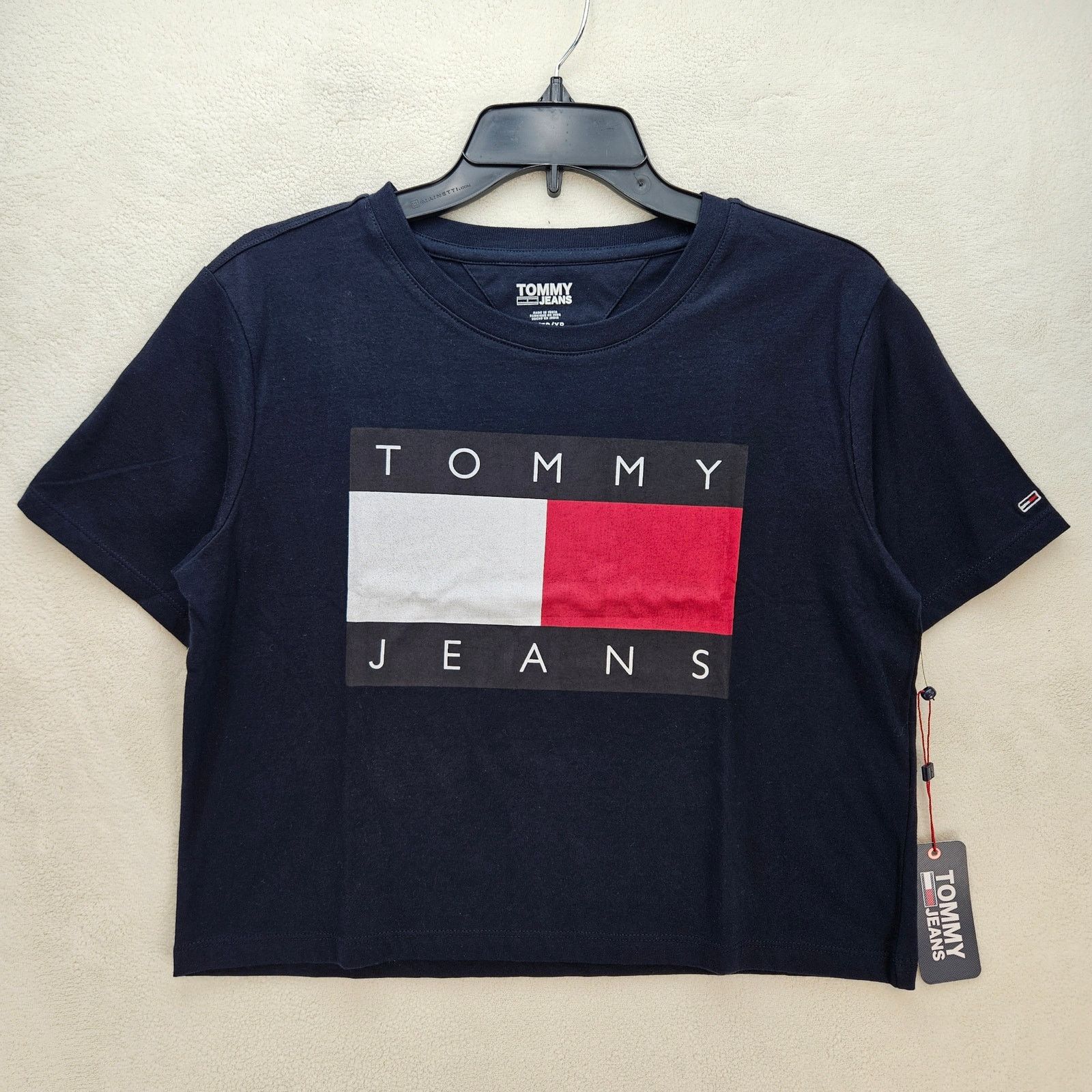 Tommy Hilfiger TOMMY HILFIGER OG BIG LOGO WOMEN'S XS CROPPED TSHIRT NAVY Size XS / US 0-2 / IT 36-38 - 1 Thumbnail