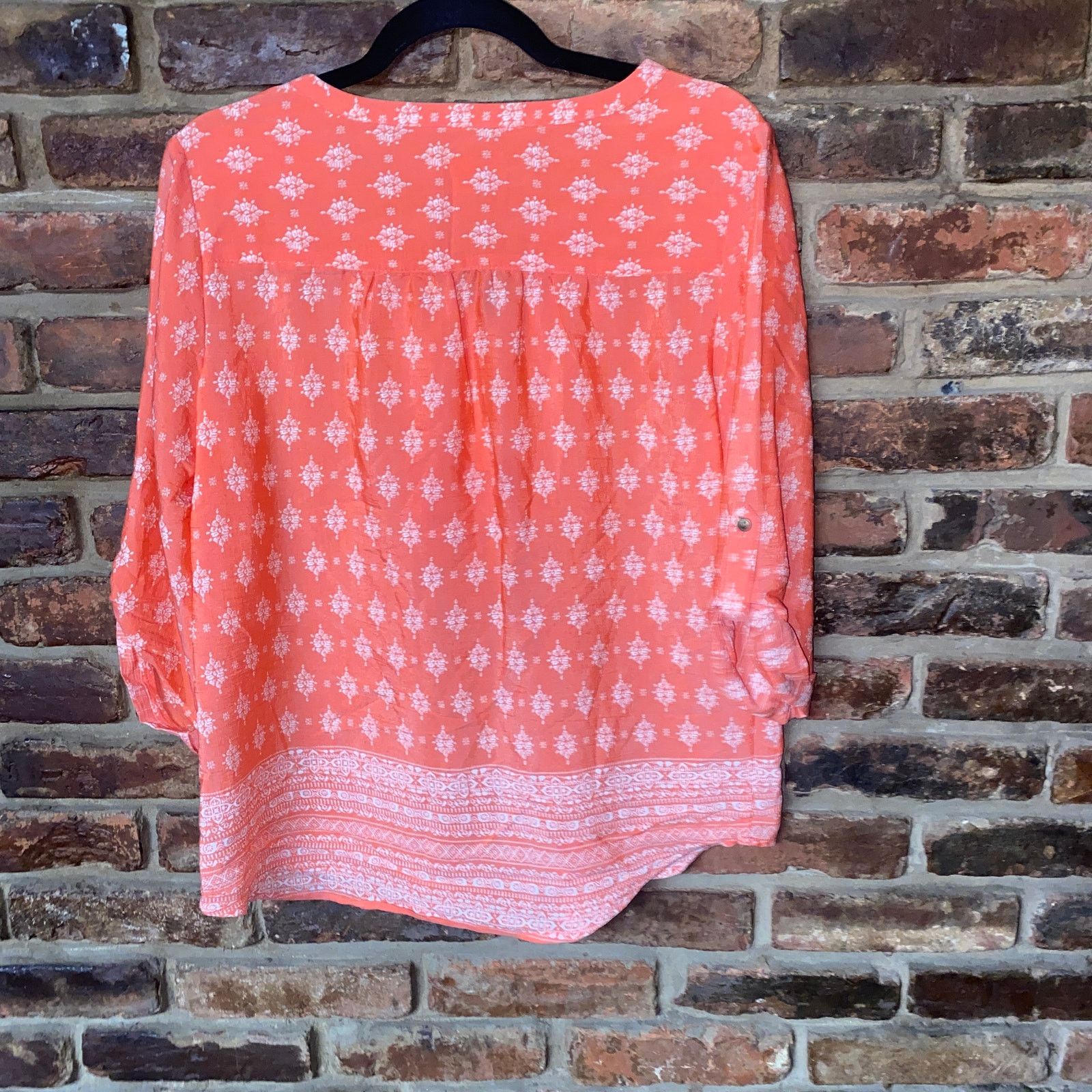 Other Kim Rogers Coral White Print Embellished Blouse Size Small Size S / US 4 / IT 40 - 6 Thumbnail