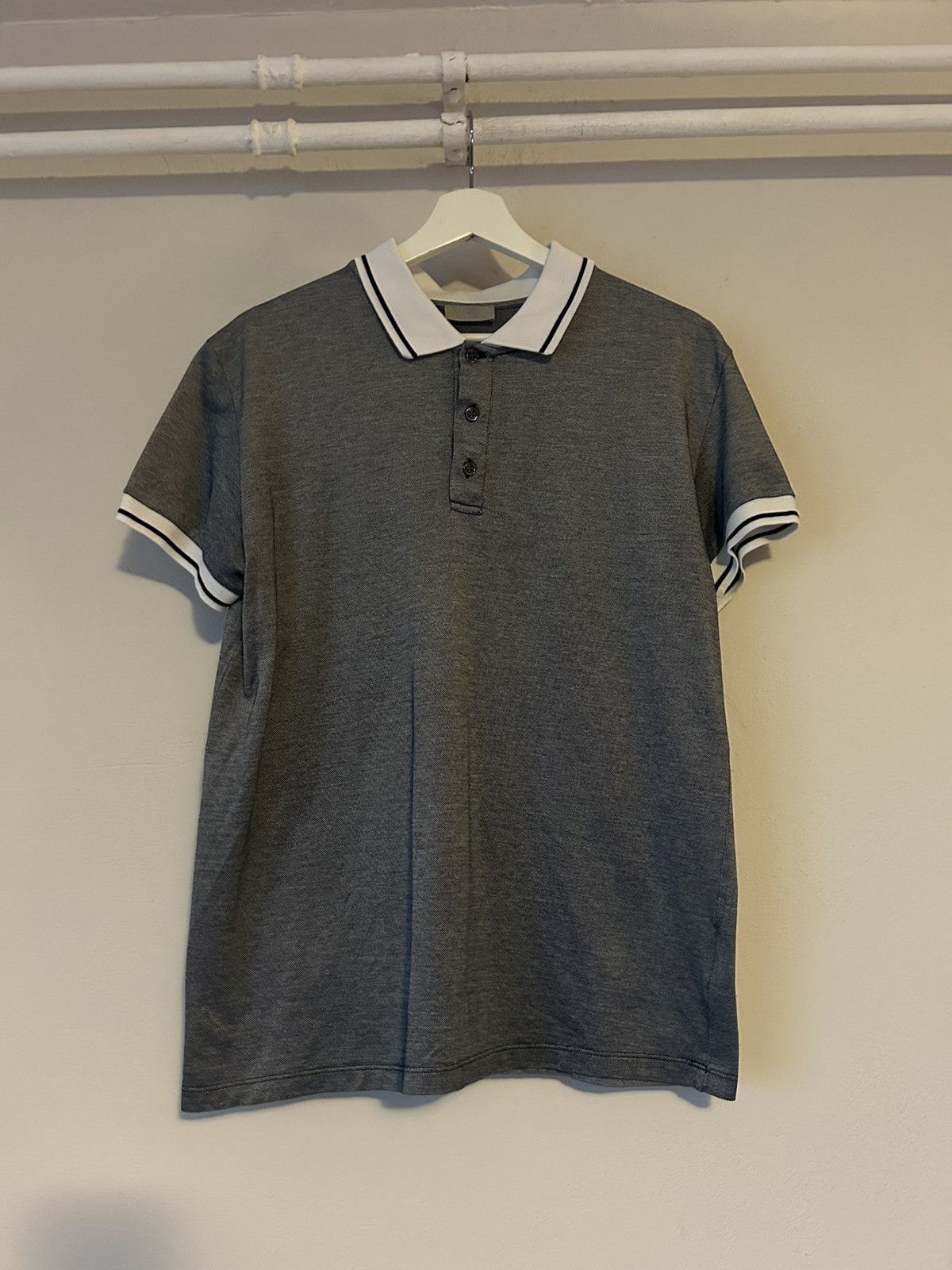 Dior Dior Silver Gray Polo Shirt with White Trim - Size L Size US L / EU 52-54 / 3 - 1 Thumbnail