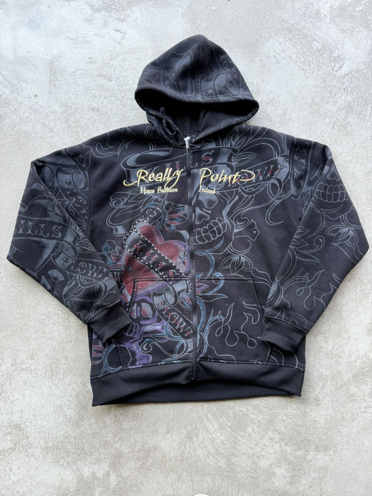 Christian Audigier Really Point Like Ed Hardy Drip Zip Hoodie Drip Rare Size US XL / EU 56 / 4 - 3 Thumbnail