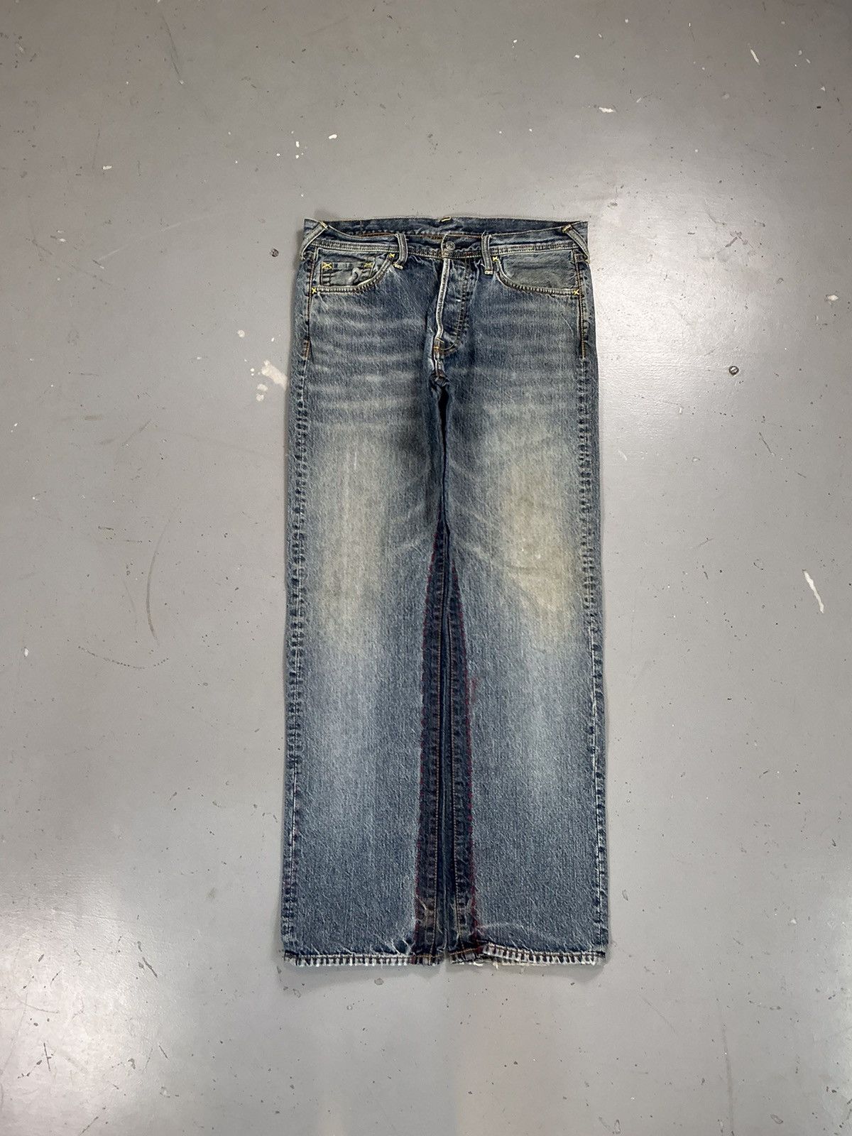 Japanese Brand × Vintage Vintage Evisu inspired Japanese SpellOut embroidered denim Size US 34 / EU 50 - 2 Thumbnail