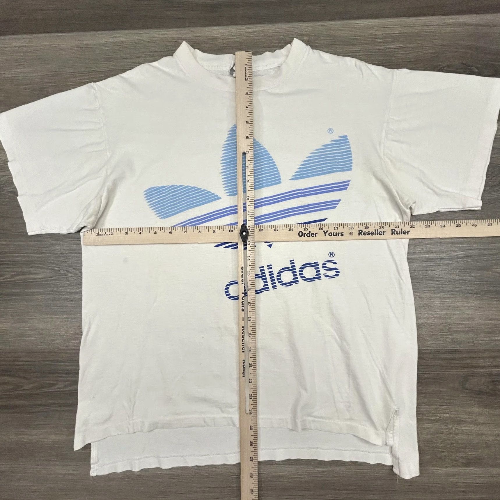 Adidas VINTAGE adidas Shirt Mens Small White Trefoil Logo Made USA Striped Graphic Size US S / EU 44-46 / 1 - 7 Thumbnail