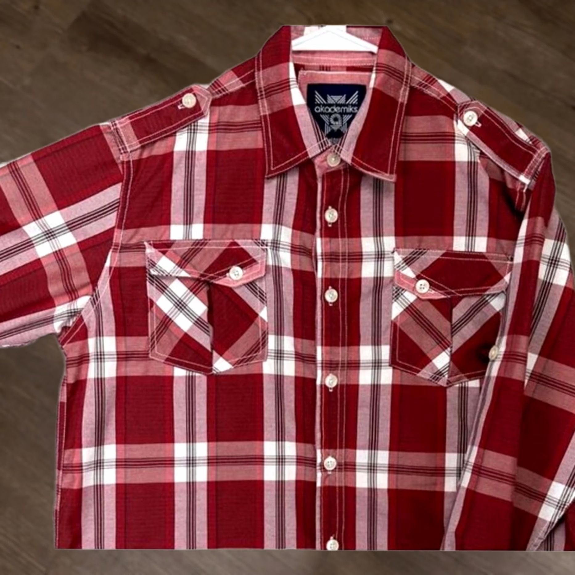 Akademiks Akademiks Shirt Mens Medium Red Plaid Button-Up Short Sleeve Pocketed Collar-Down Casual Shirt Size US M / EU 48-50 / 2 - 1 Thumbnail