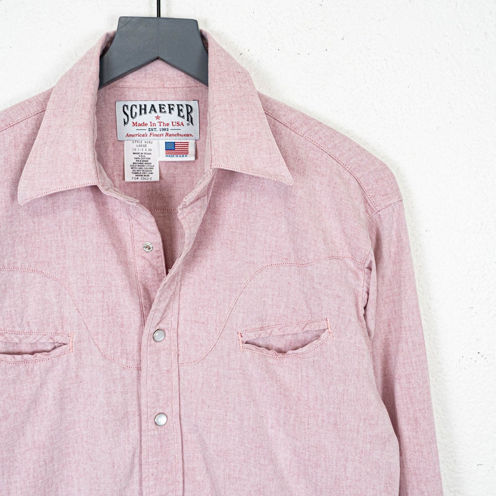 Other Schaefer Western Snap Ranchwear Shirt Chambray Pink cotton L Size US L / EU 52-54 / 3 - 3 Thumbnail