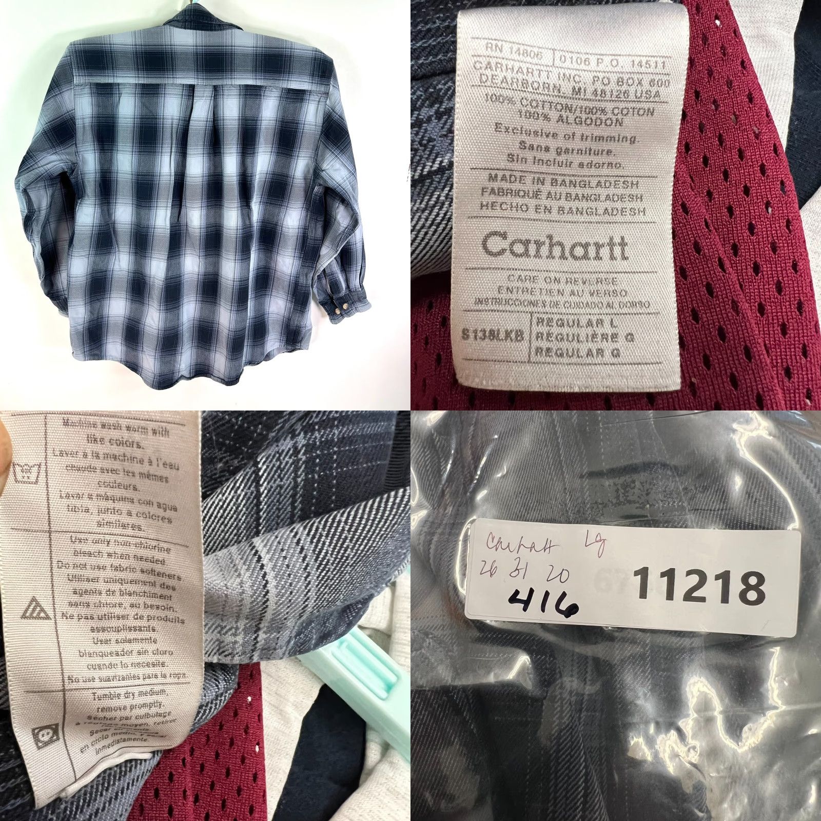 Carhartt VINTAGE Carhartt Plaid Long Sleeve Button-Up Shirt Mens Size L Blue Distressed 90s Outdoor Size US L / EU 52-54 / 3 - 8 Thumbnail