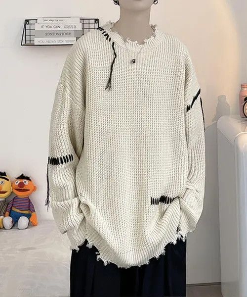 VIBE Distressed Avant Garde Oversized Knitwear Sweater 90s Size US M / EU 48-50 / 2 - 6 Thumbnail
