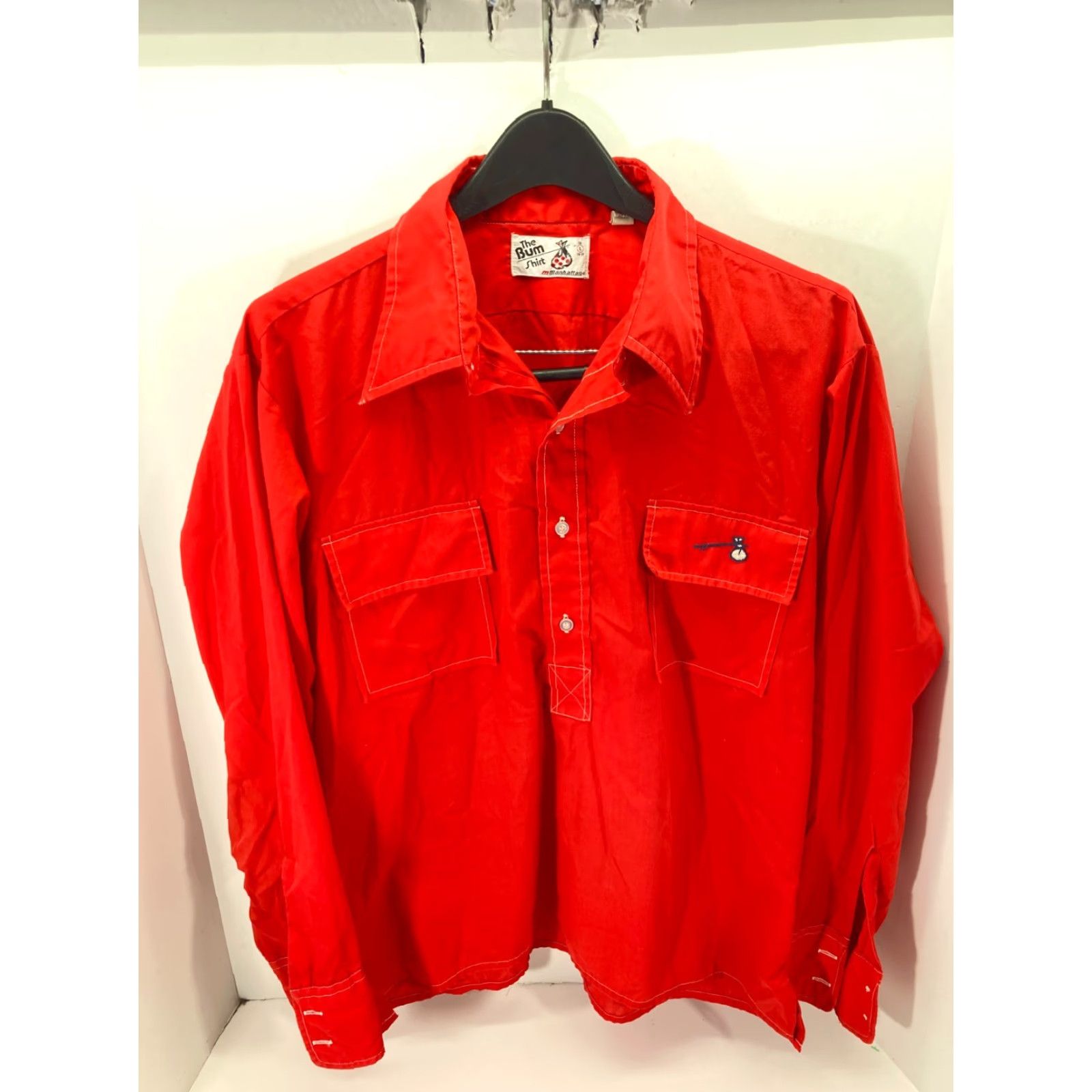 Vintage VINTAGE Bum Manhattan Pullover Shirt Mens L Red Button Long Sleeve 1970s Size US L / EU 52-54 / 3 - 3 Thumbnail