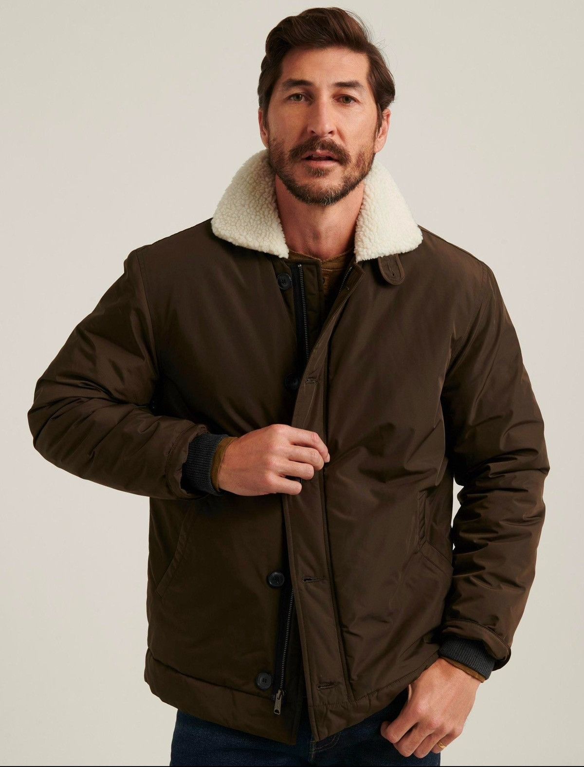 Lucky Brand Sherpa Nylon Barn Coat Jacket Olive Size Medium