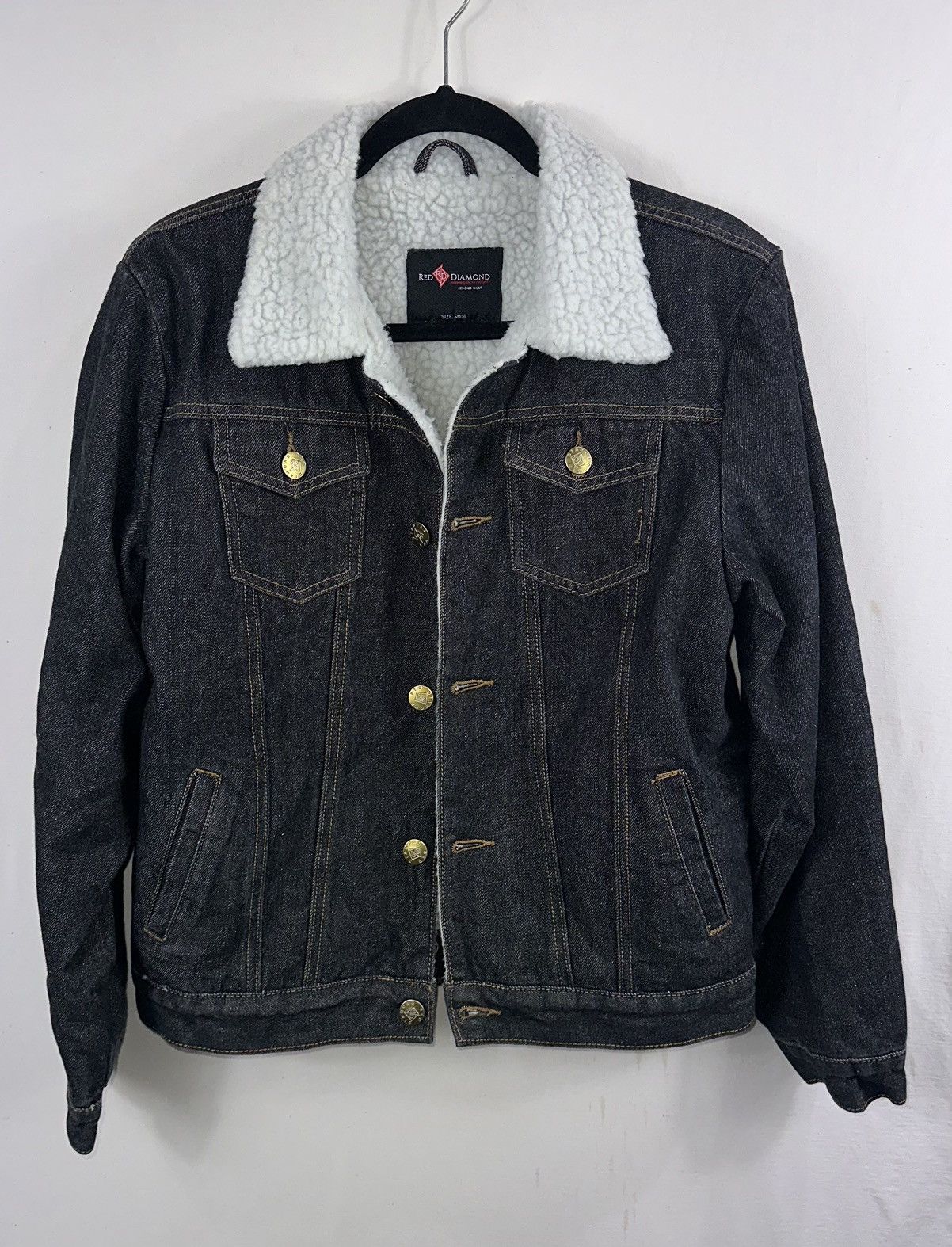 Other Red Diamond Sherpa-Lined Denim Trucker Jacket - Small Size S / US 4 / IT 40 - 2 Thumbnail