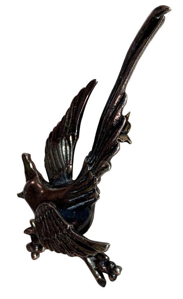 Designer Mexican Sterling Silver Bird Perching on Branch Pin Size ONE SIZE - 2 Thumbnail