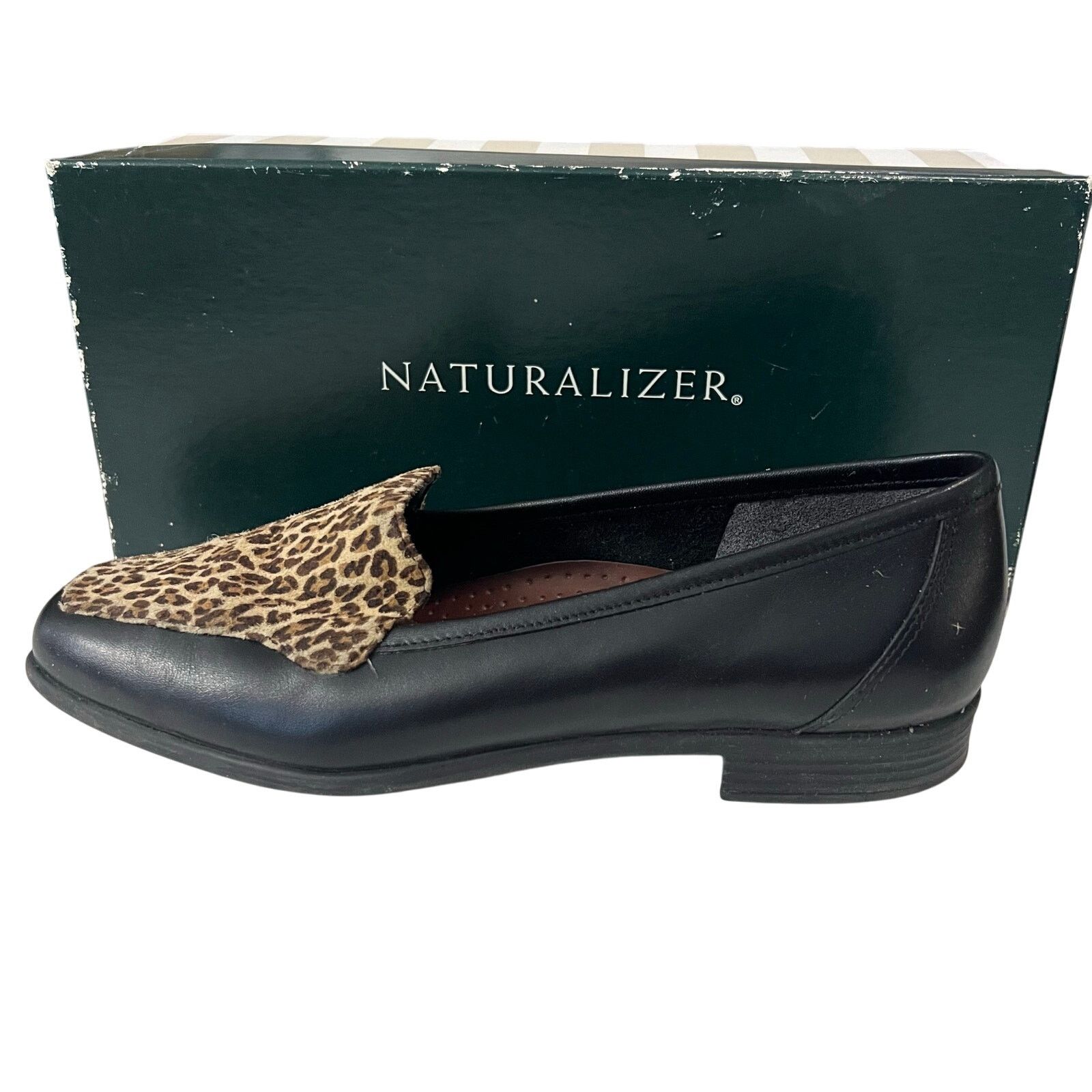 Other Naturalizer Womens Stockard Black Leopard Leather Loafer 8 M Size US 8 / IT 38 - 1 Thumbnail