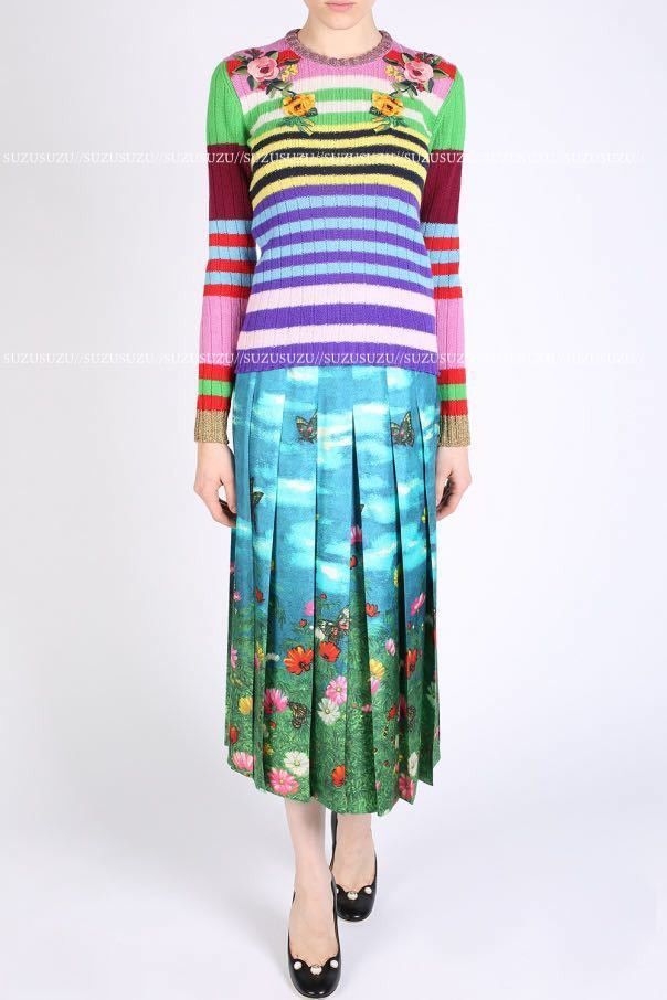 Gucci Authentic Gucci floral striped long-sleeved knit sweater XL Size XL / US 12-14 / IT 48-50 - 12 Thumbnail