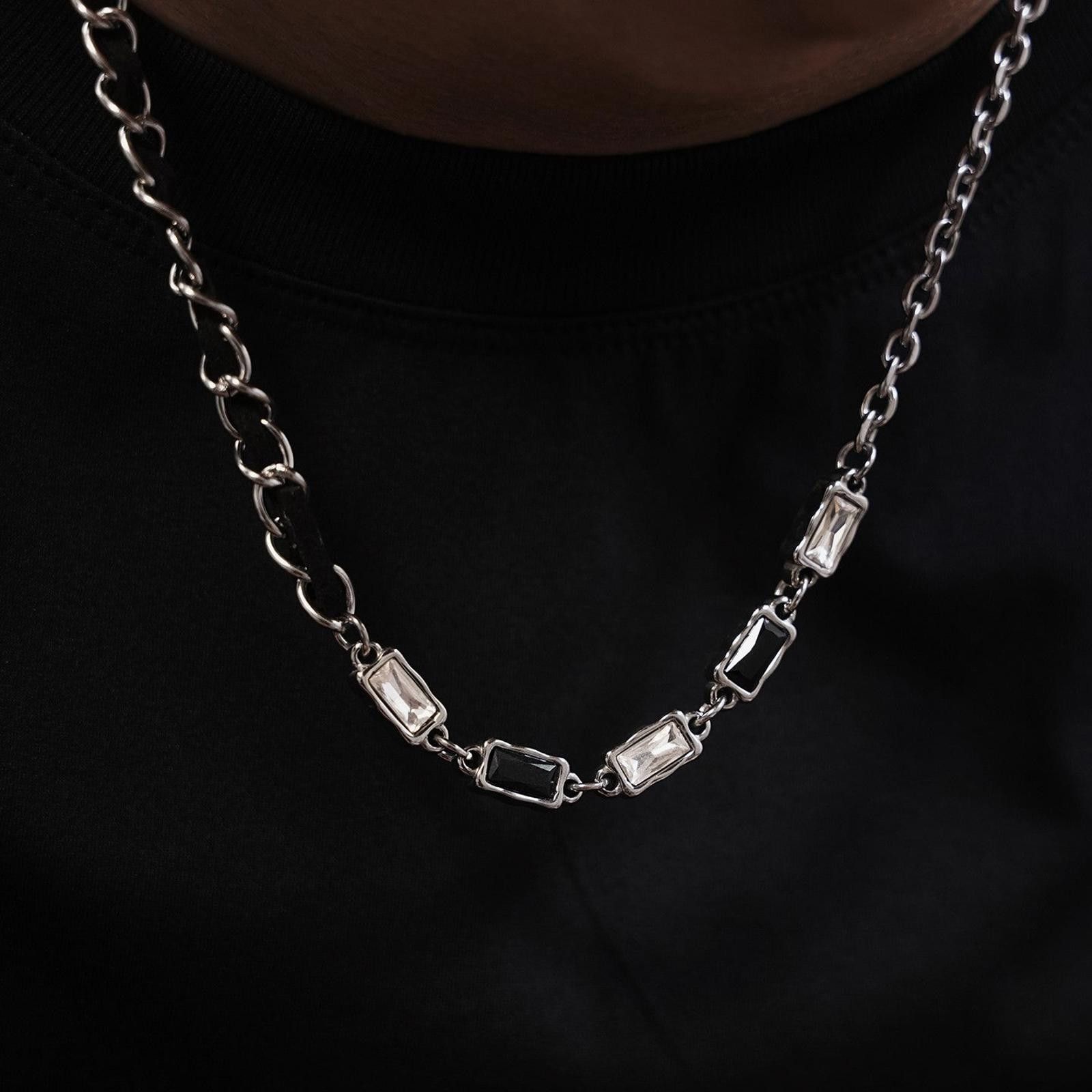Jewelry Leather Rope Necklace – Gemstone Collarbone Chain Size ONE SIZE - 4 Thumbnail