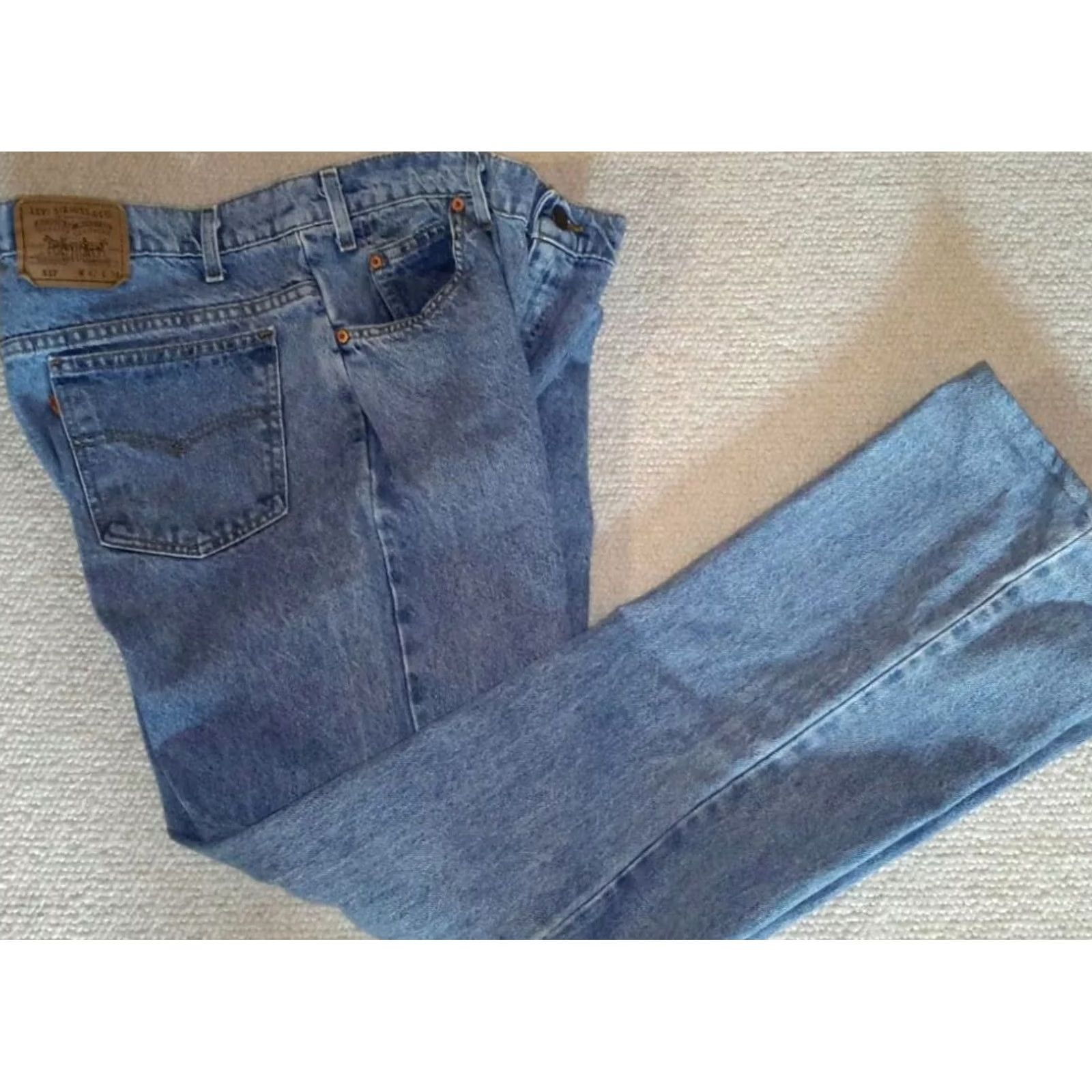 Vintage VINTAGE Levis 517 orange tab jeans Mens light wash 40x32 made in the USA 1980s Size US 40 / EU 56 - 2 Thumbnail