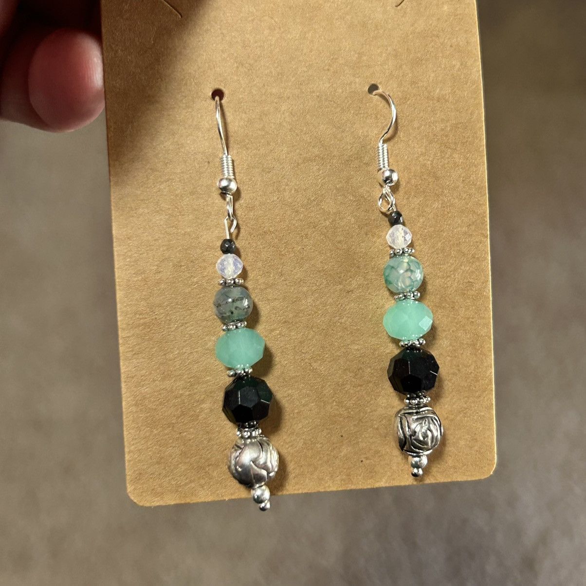 Handmade Handcrafted elegant vintage bead glass crystal earrings Size ONE SIZE - 2 Thumbnail