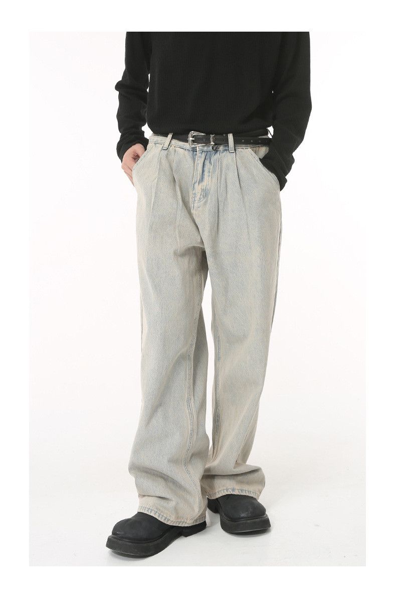 Vintage Men's Japanese retro loose light blue distressed jeans Size US 32 / EU 48 - 2 Thumbnail