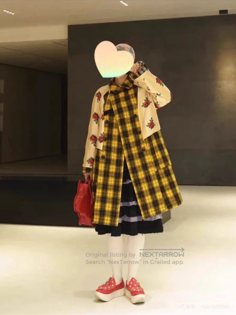 Comme des Garcons Comme Des Garcons Blue Plaid Mixed Floral Wool Coat Size M / US 6-8 / IT 42-44 - 8 Thumbnail