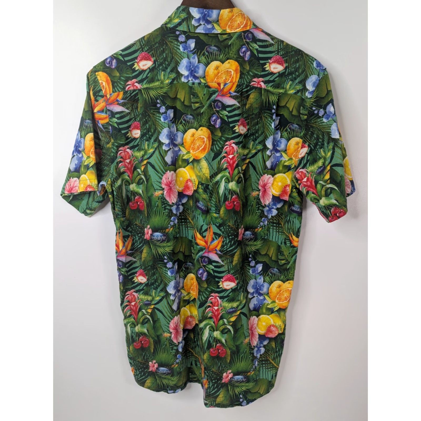 Vintage Pedialyte Tropical Print Button Up Shirt Short Sleeve Cotton Rayon Size M Green Floral Size US M / EU 48-50 / 2 - 3 Thumbnail