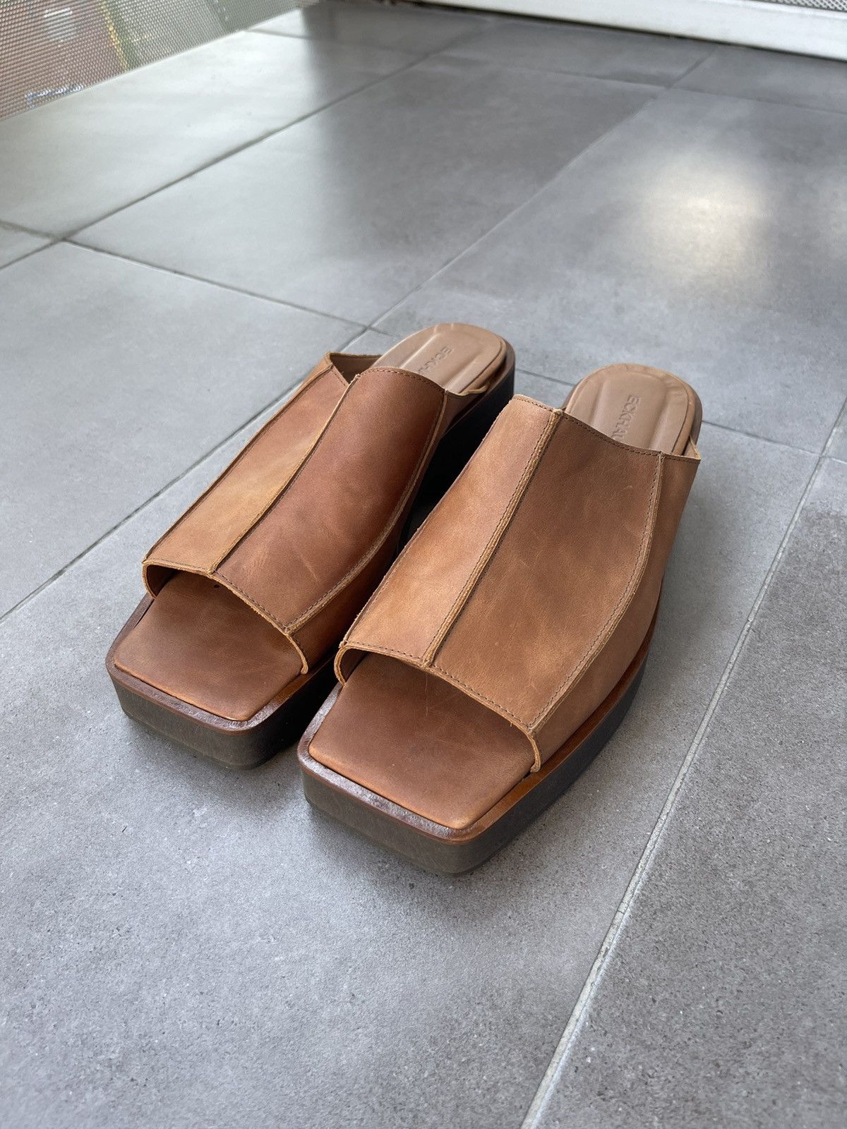 Eckhaus Latta !DS! SS23 Eckhaus Latta Tan Leather Men Slide M Size US 9 / EU 42 - 2 Thumbnail