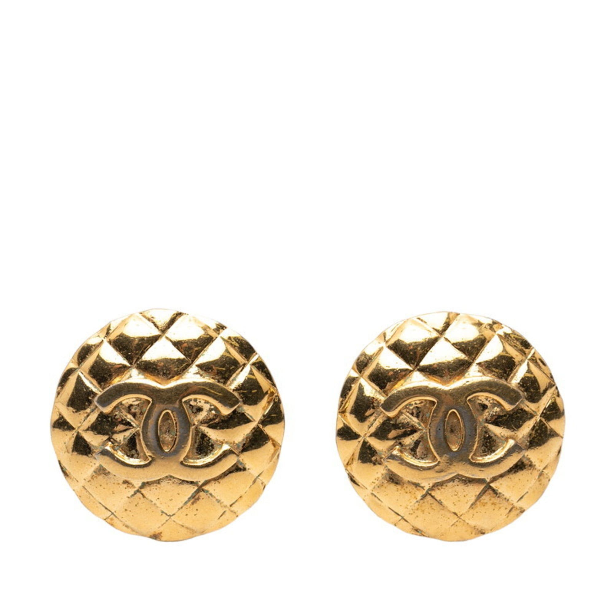 Chanel CHANEL Coco Mark Matelasse Vintage Earrings, Gold Plated, Women's Size ONE SIZE - 1 Thumbnail