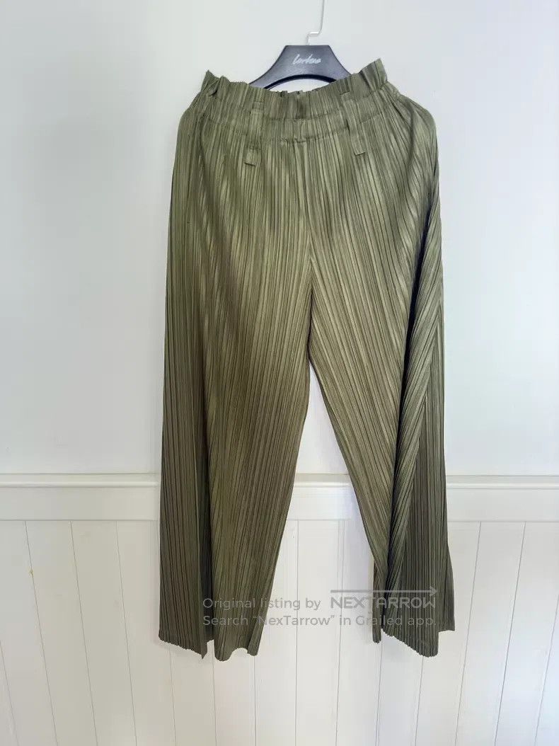 Issey Miyake Issey Miyake size:5 Avocado green pleated straight-leg pan Size 31" - 3 Thumbnail