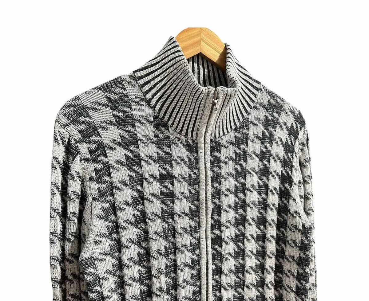 If Six Was Nine × Japanese Brand × Le Grande Bleu (L.G.B.) 🔥Sick Y2K Fuga Ribbed Knit Jacket Zip Houndstooth Jacquard Size US M / EU 48-50 / 2 - 6 Thumbnail
