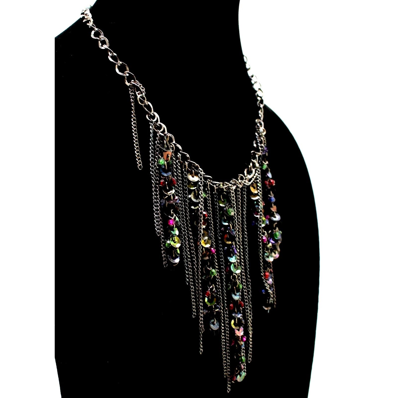 Other Vintage Black Beaded Chain Necklace • Red Green Blue Purple Size ONE SIZE - 1 Thumbnail